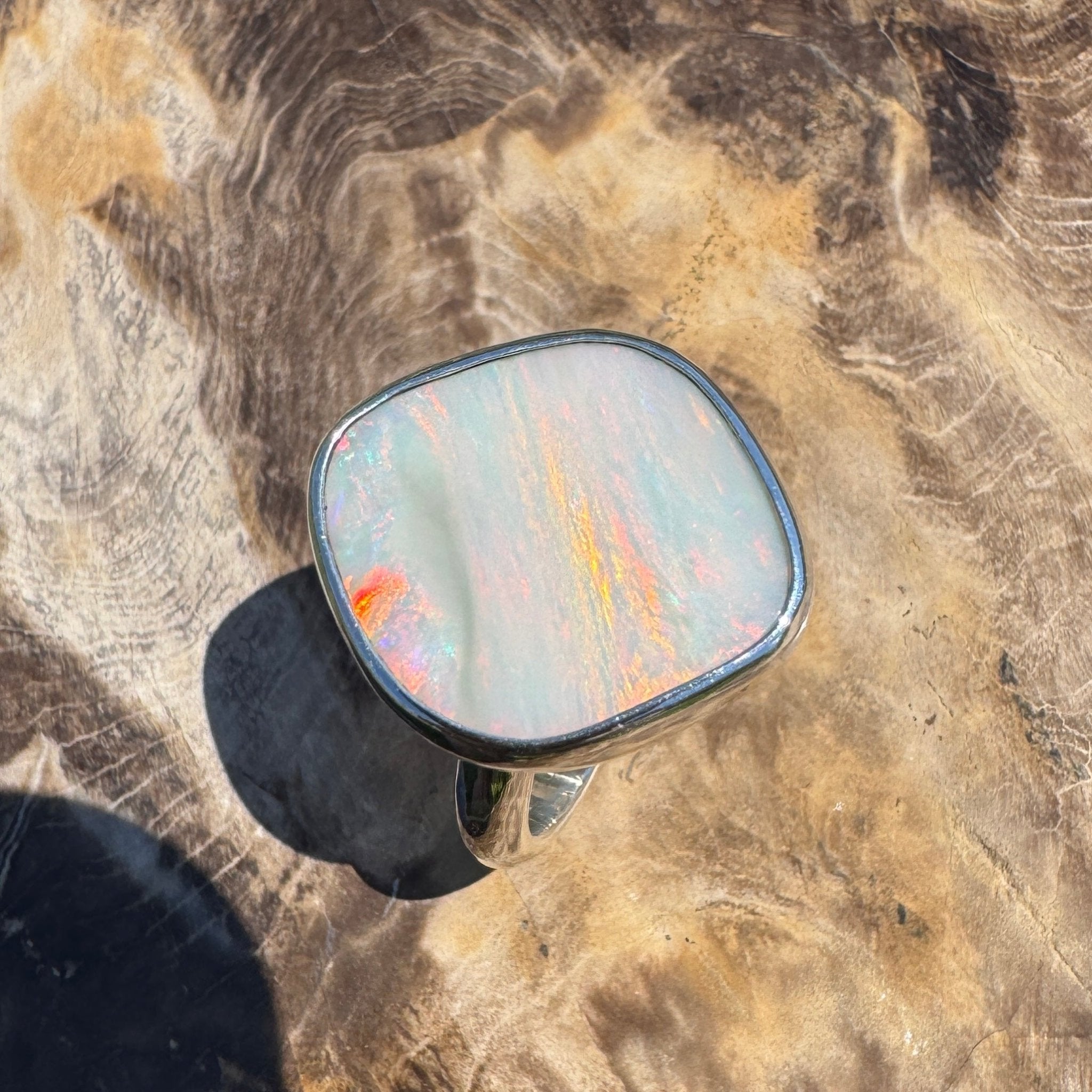 Cape York Blaze ~ 4.4ct Lightning Ridge Solid Opal 925 Silver Ring