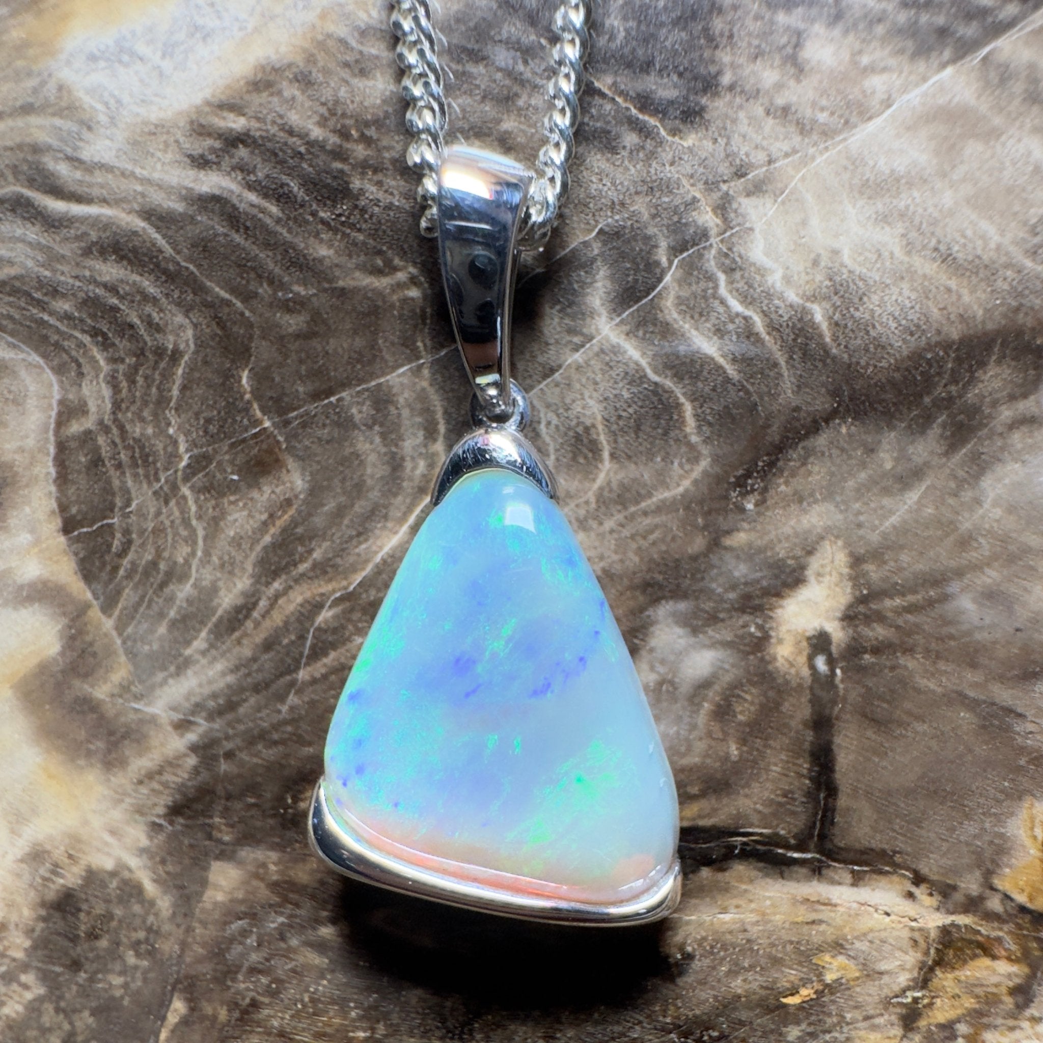 Cape York Current ~ 5ct Coober Pedy Dark Crystal Opal 925 Silver Pendant