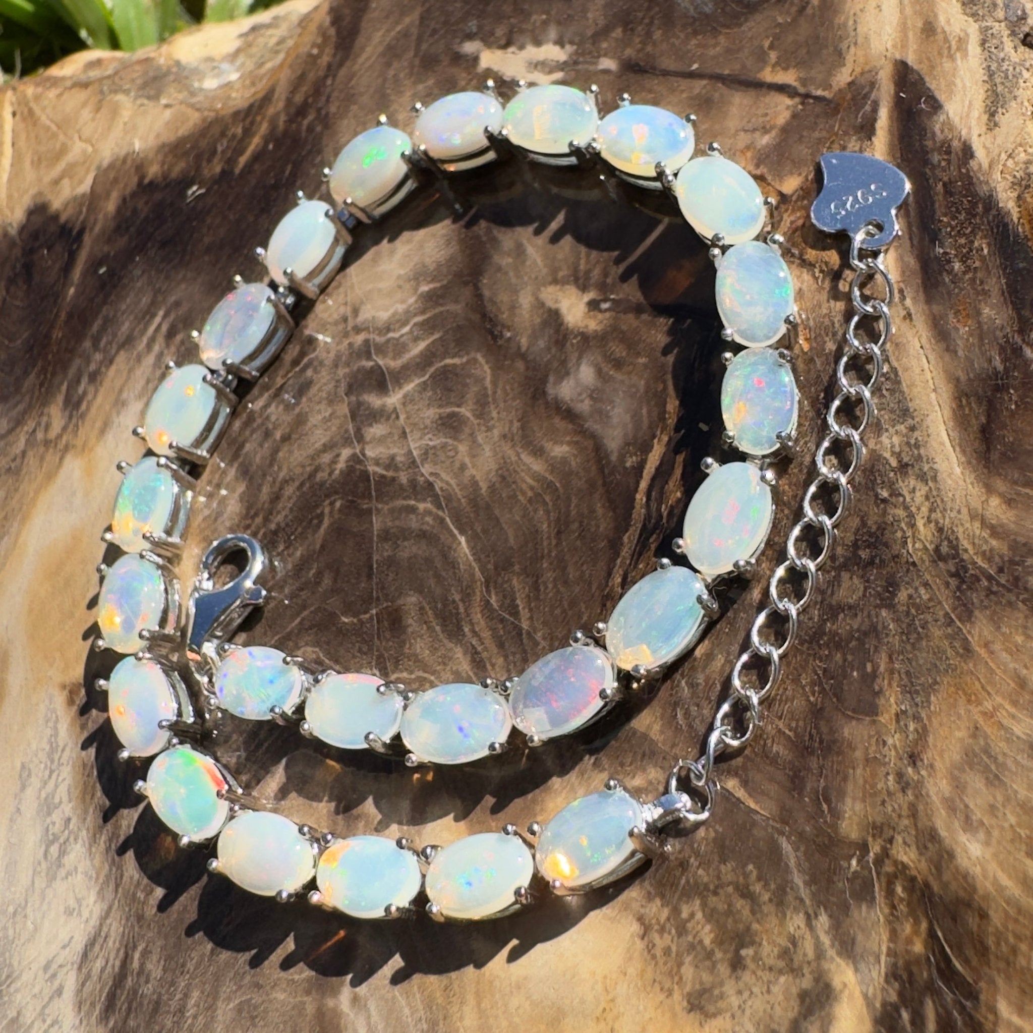 Cape York Daybreak ~ 7.2ct Coober Pedy Opal 925 Sterling Silver Bracelet