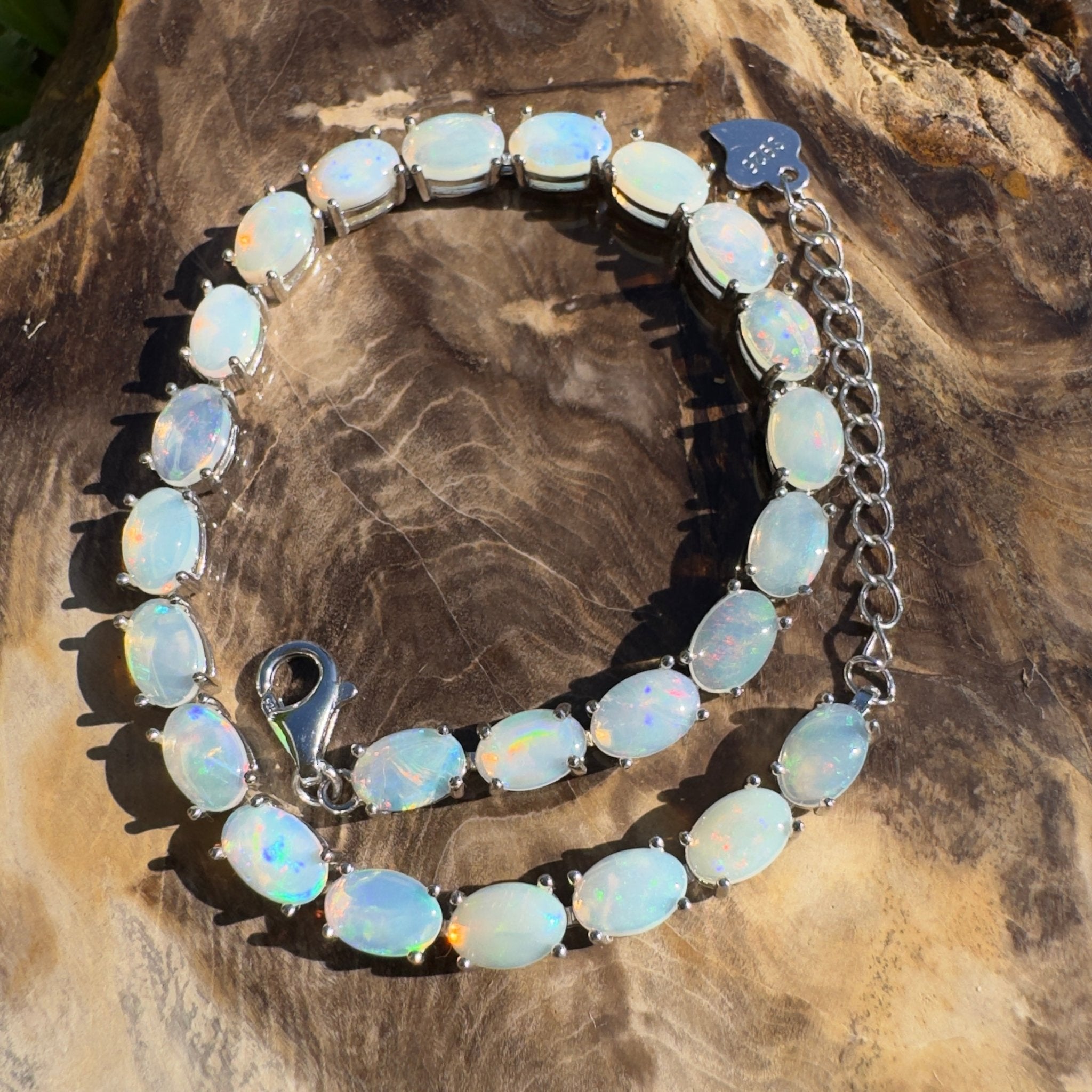 Cape York Daybreak ~ 7.2ct Coober Pedy Opal 925 Sterling Silver Bracelet