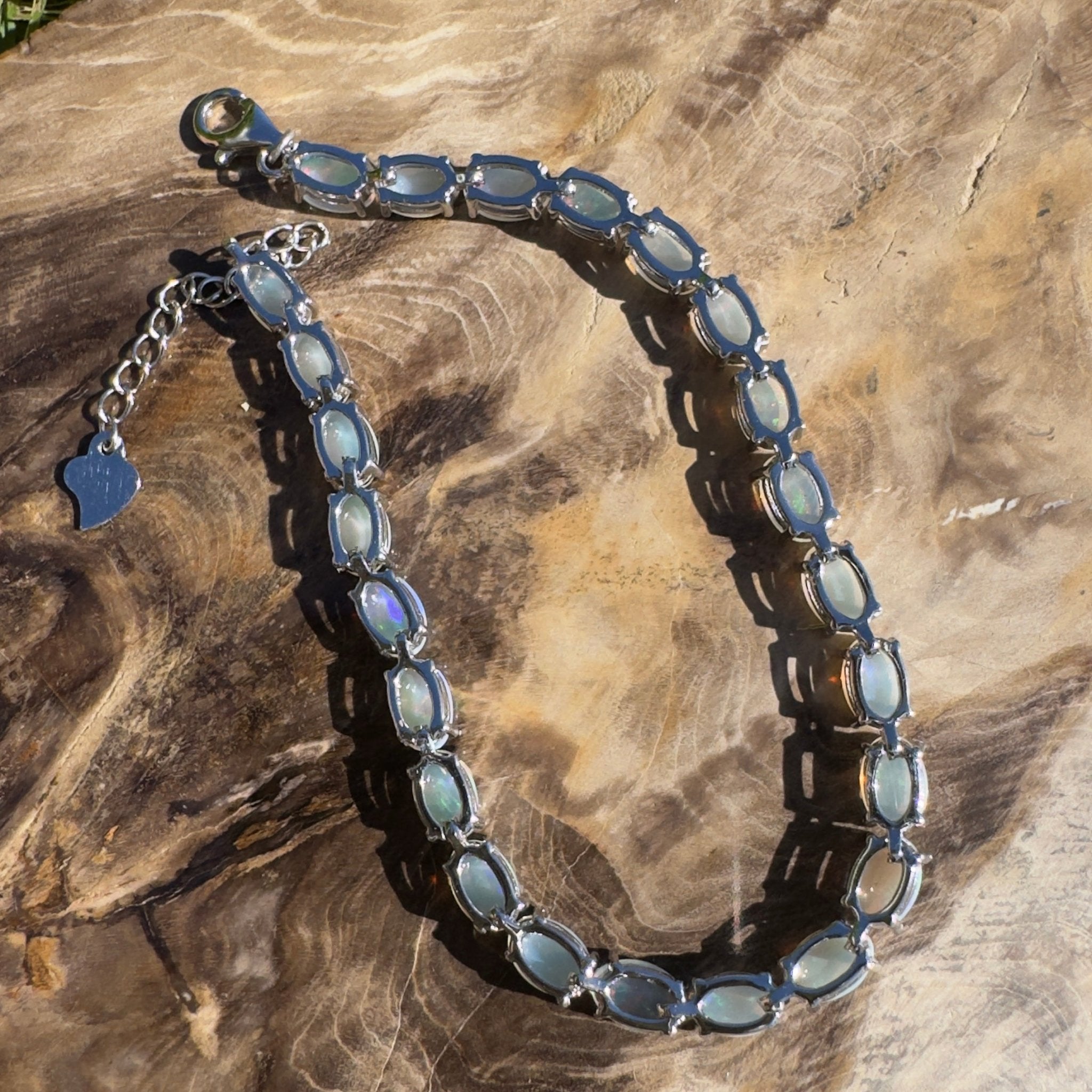 Cape York Daybreak ~ 7.2ct Coober Pedy Opal 925 Sterling Silver Bracelet