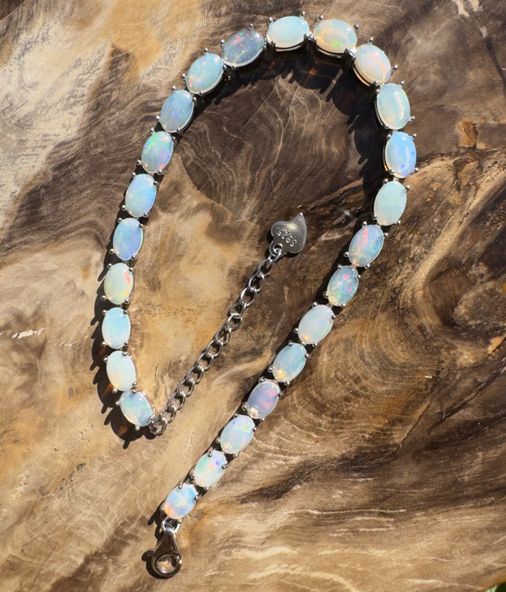 Cape York Daybreak ~ 7.2ct Coober Pedy Opal 925 Sterling Silver Bracelet