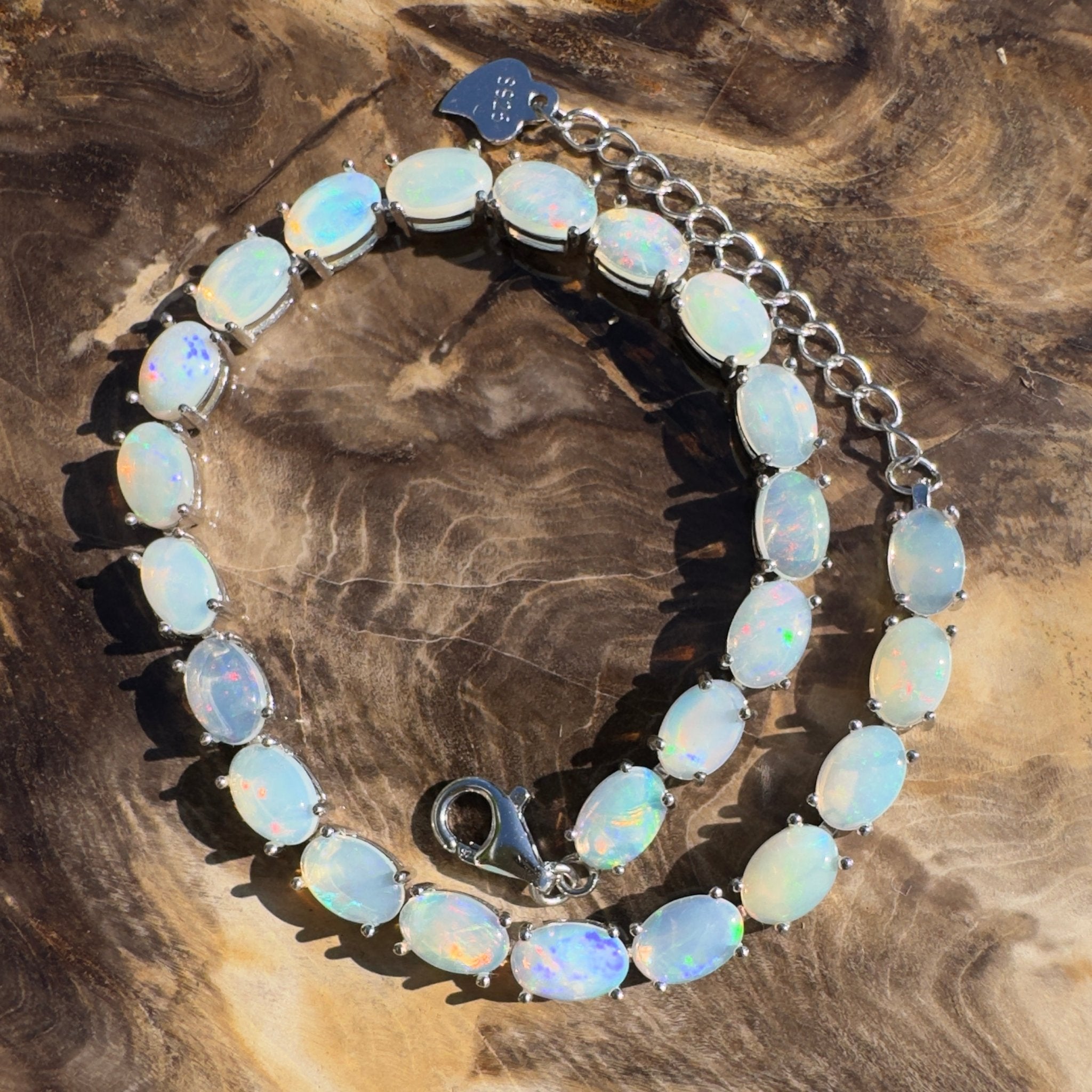 Cape York Daybreak ~ 7.2ct Coober Pedy Opal 925 Sterling Silver Bracelet