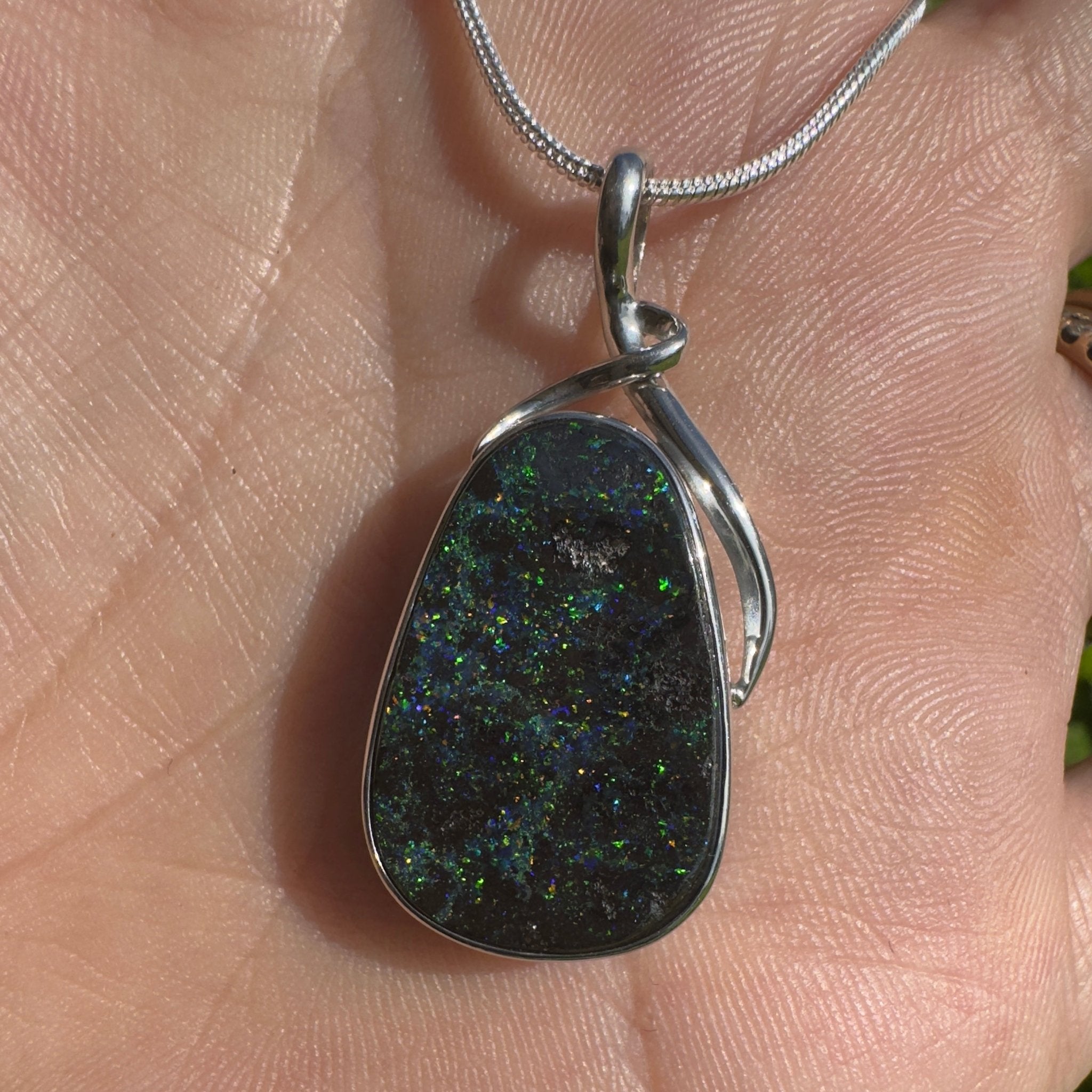 Carnavon Ember ~ Queensland Boulder Opal 925 Sterling Silver Pendant Necklace