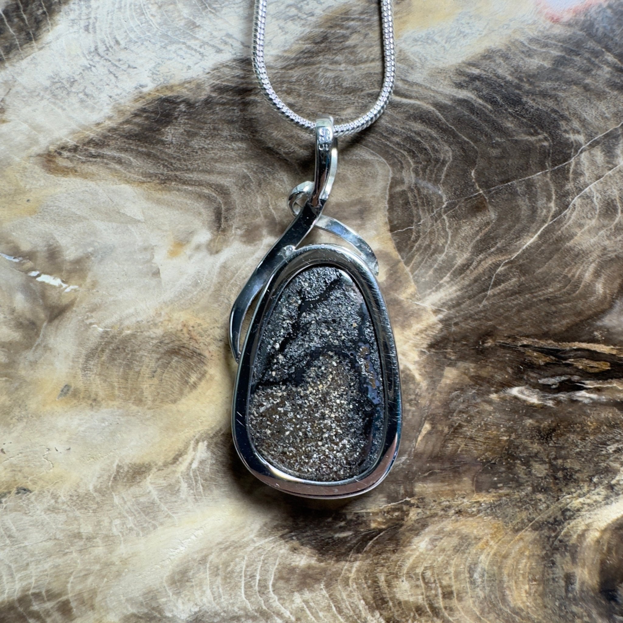 Carnavon Ember ~ Queensland Boulder Opal 925 Sterling Silver Pendant Necklace