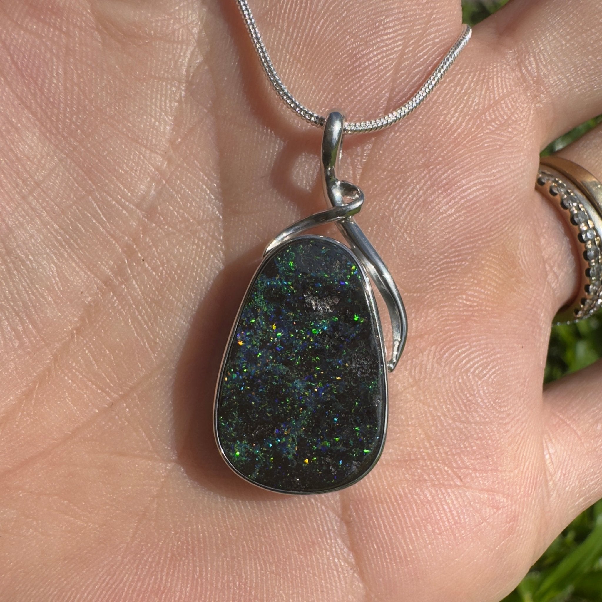 Carnavon Ember ~ Queensland Boulder Opal 925 Sterling Silver Pendant Necklace