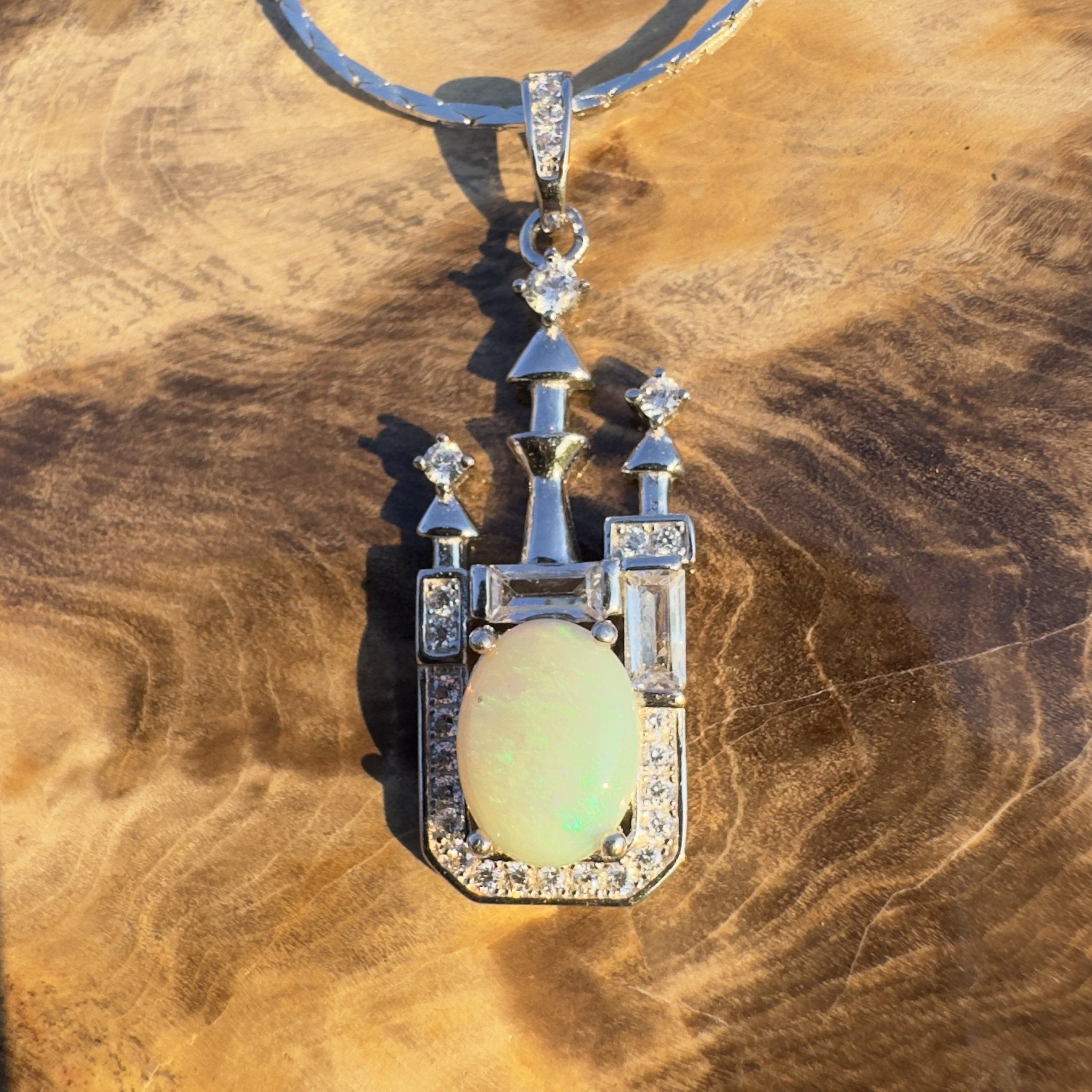 Castle Grace ~ Handcrafted 0.8ct Coober Pedy Opal Pendant – Silver Radiance.