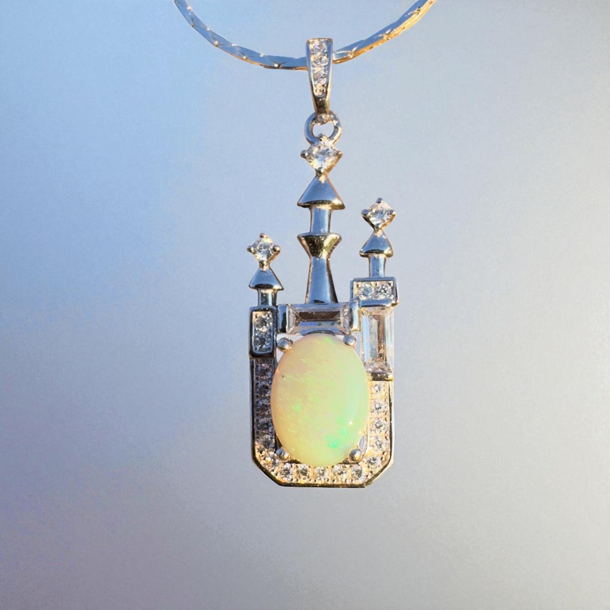 Castle Grace ~ Handcrafted 0.8ct Coober Pedy Opal Pendant – Silver Radiance.