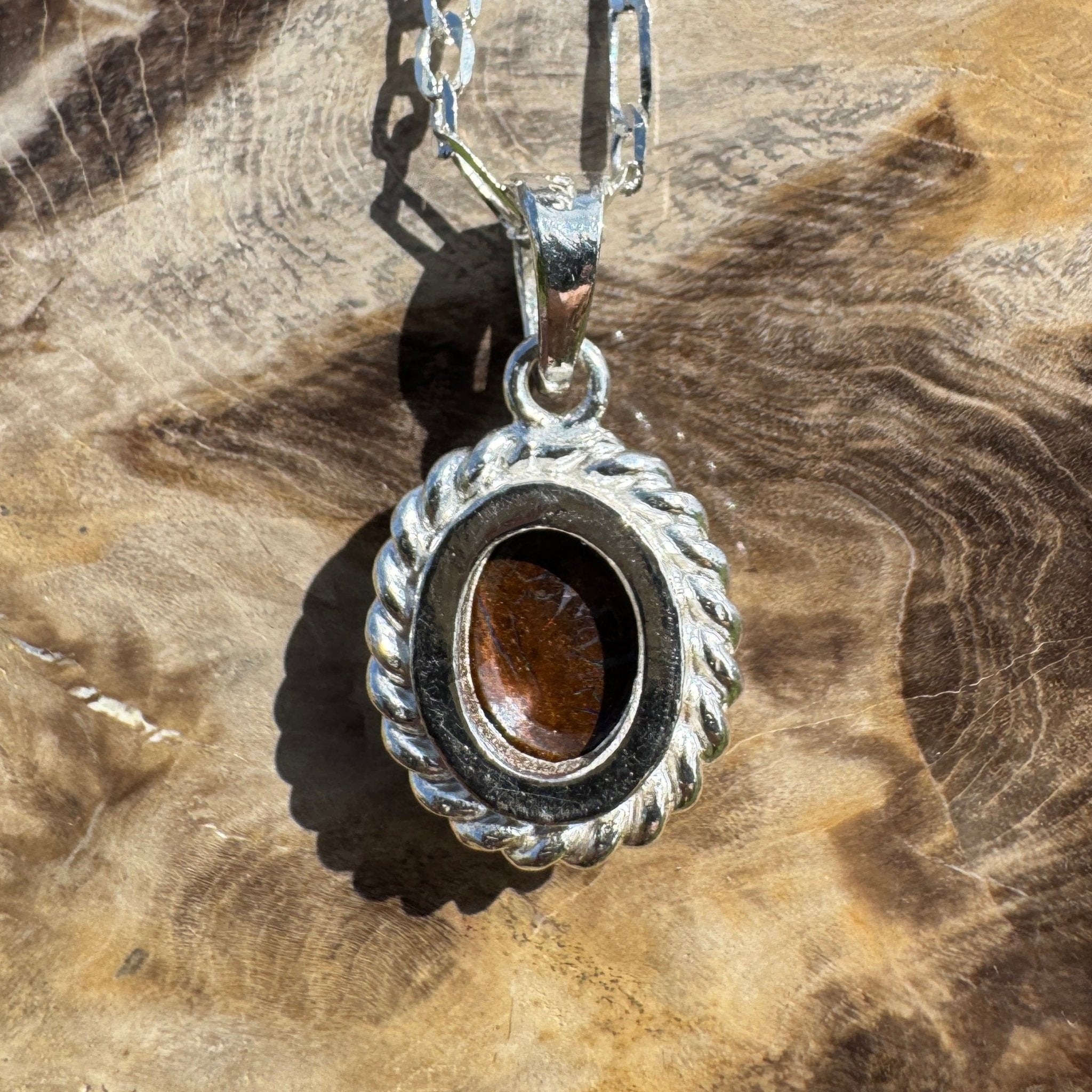 Chambers Pillar Flame ~ Queensland Boulder Opal 925 Sterling Silver Pendant Necklace