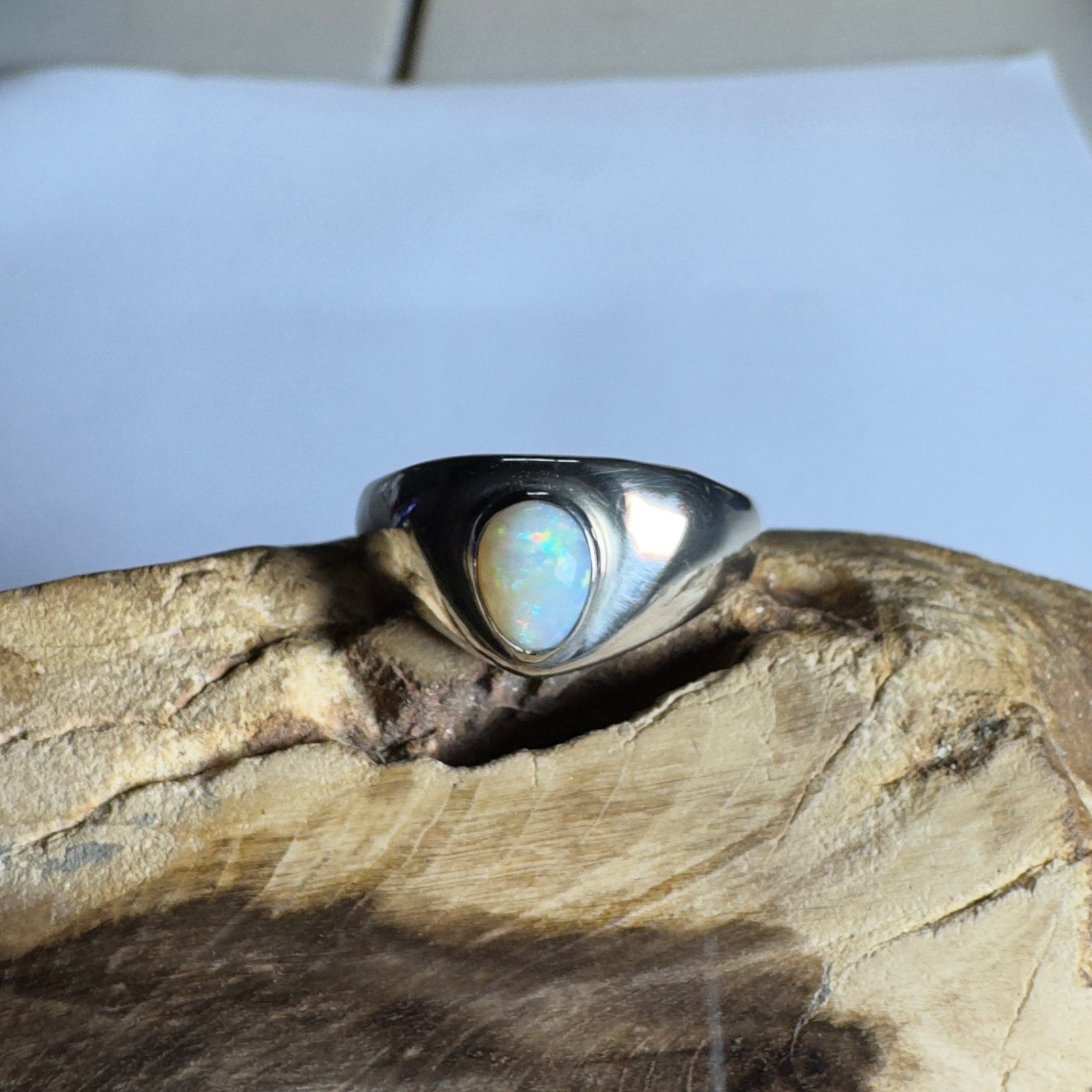 Clifton Breeze ~ 0.6ct Solid Lightning Ridge Opal 925 Silver Ring