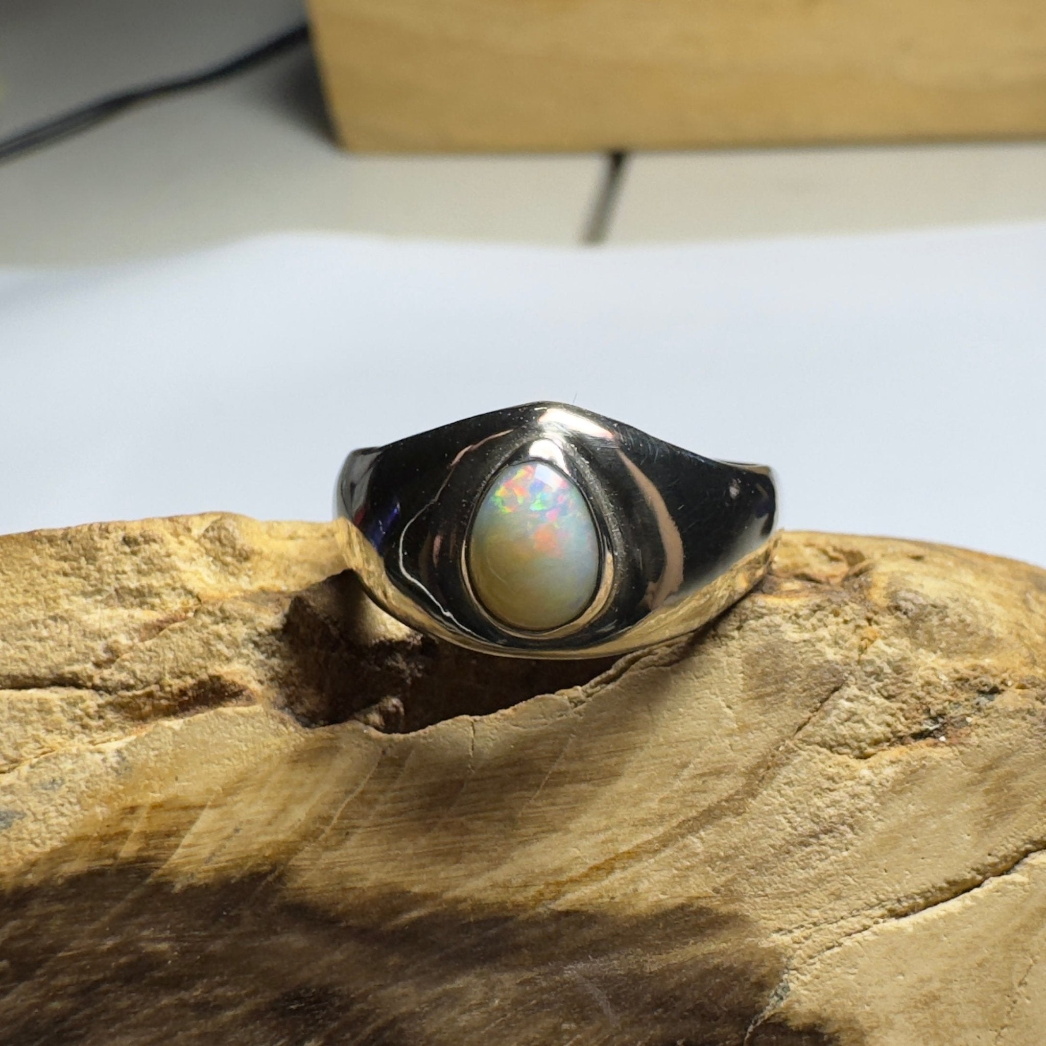 Clifton Breeze ~ 0.6ct Solid Lightning Ridge Opal 925 Silver Ring