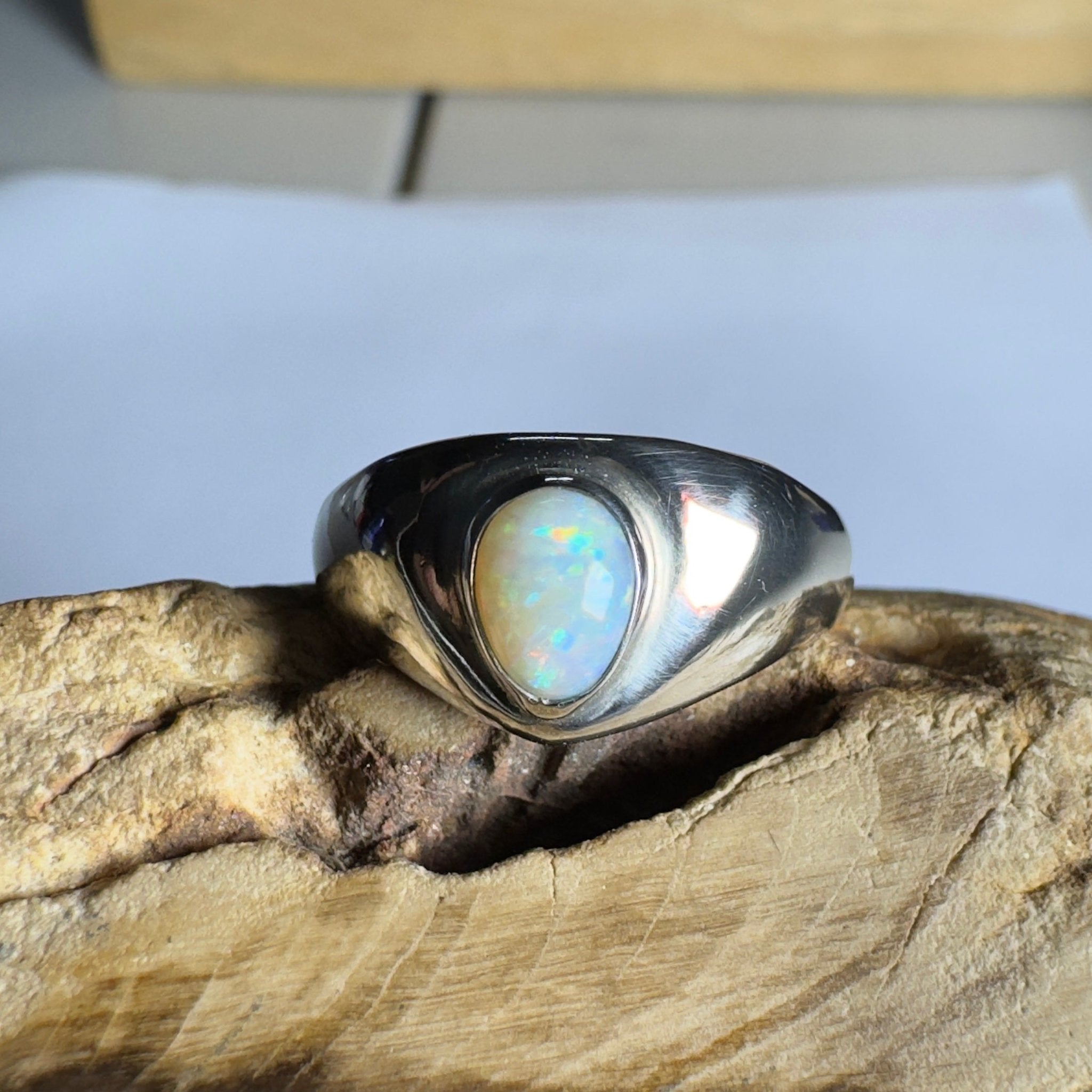 Clifton Breeze ~ 0.6ct Solid Lightning Ridge Opal 925 Silver Ring