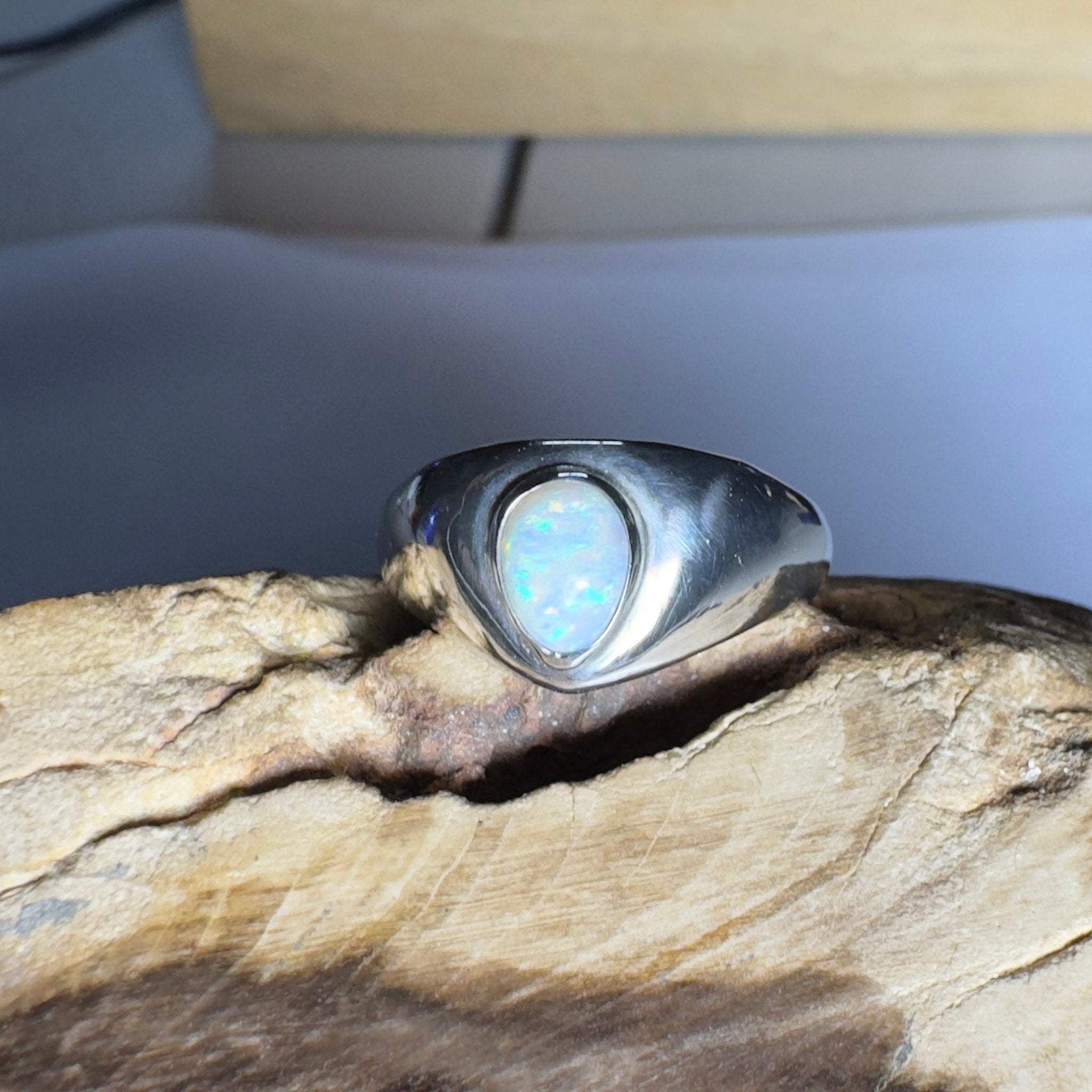 Clifton Breeze ~ 0.6ct Solid Lightning Ridge Opal 925 Silver Ring