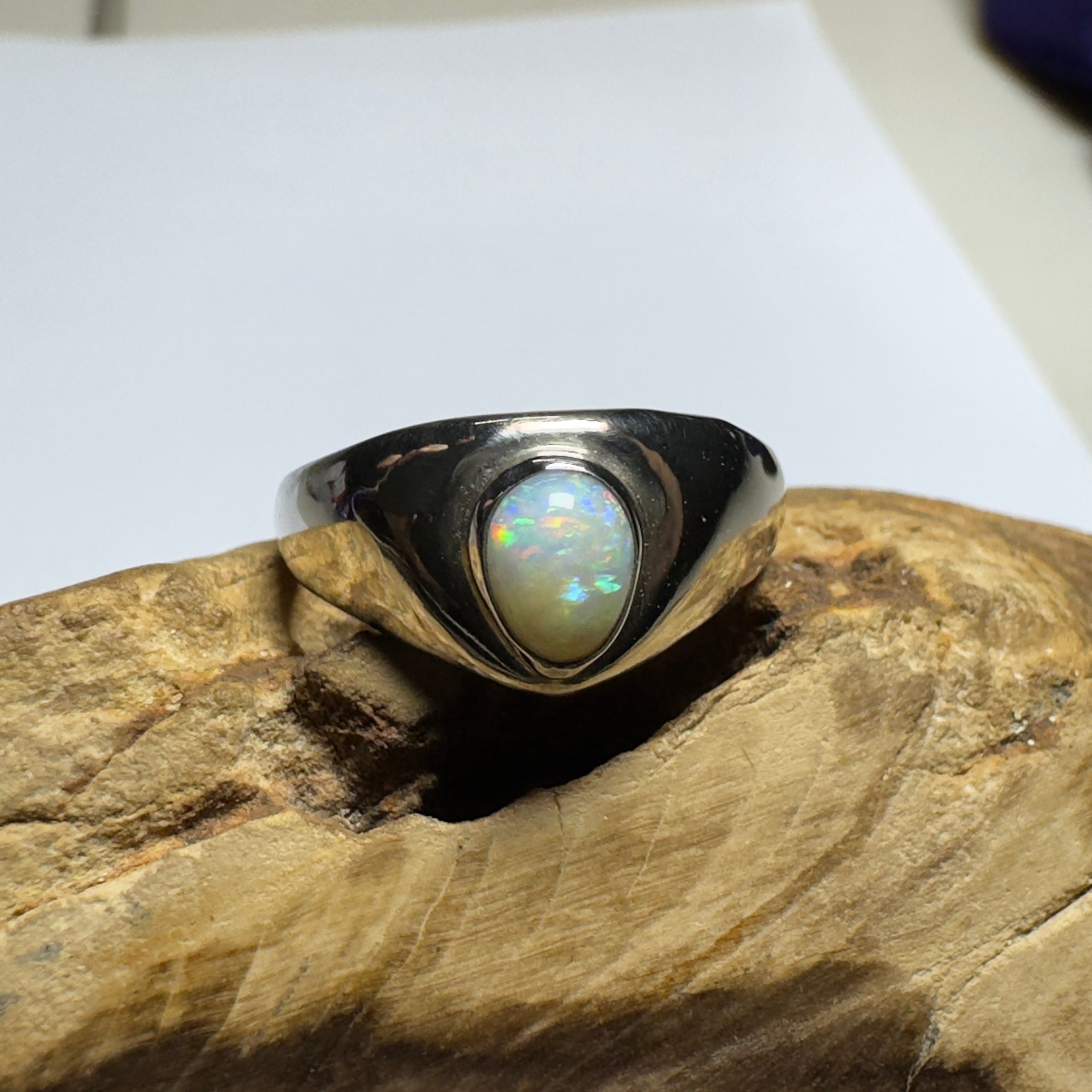 Clifton Breeze ~ 0.6ct Solid Lightning Ridge Opal 925 Silver Ring