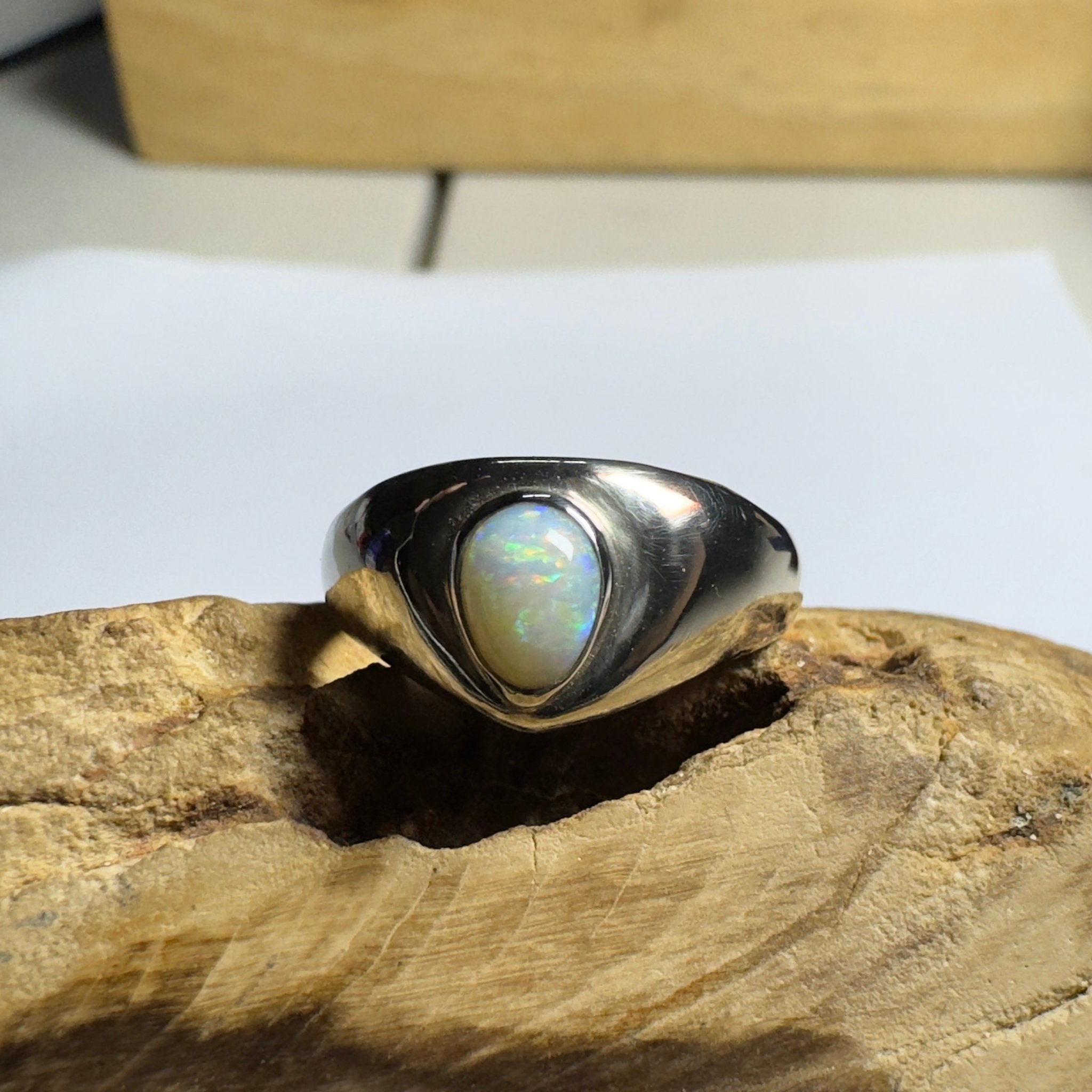 Clifton Breeze ~ 0.6ct Solid Lightning Ridge Opal 925 Silver Ring