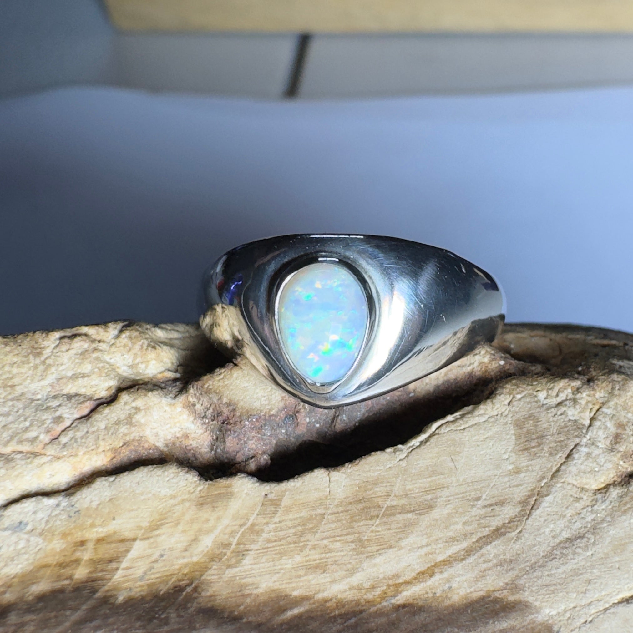 Clifton Breeze ~ 0.6ct Solid Lightning Ridge Opal 925 Silver Ring