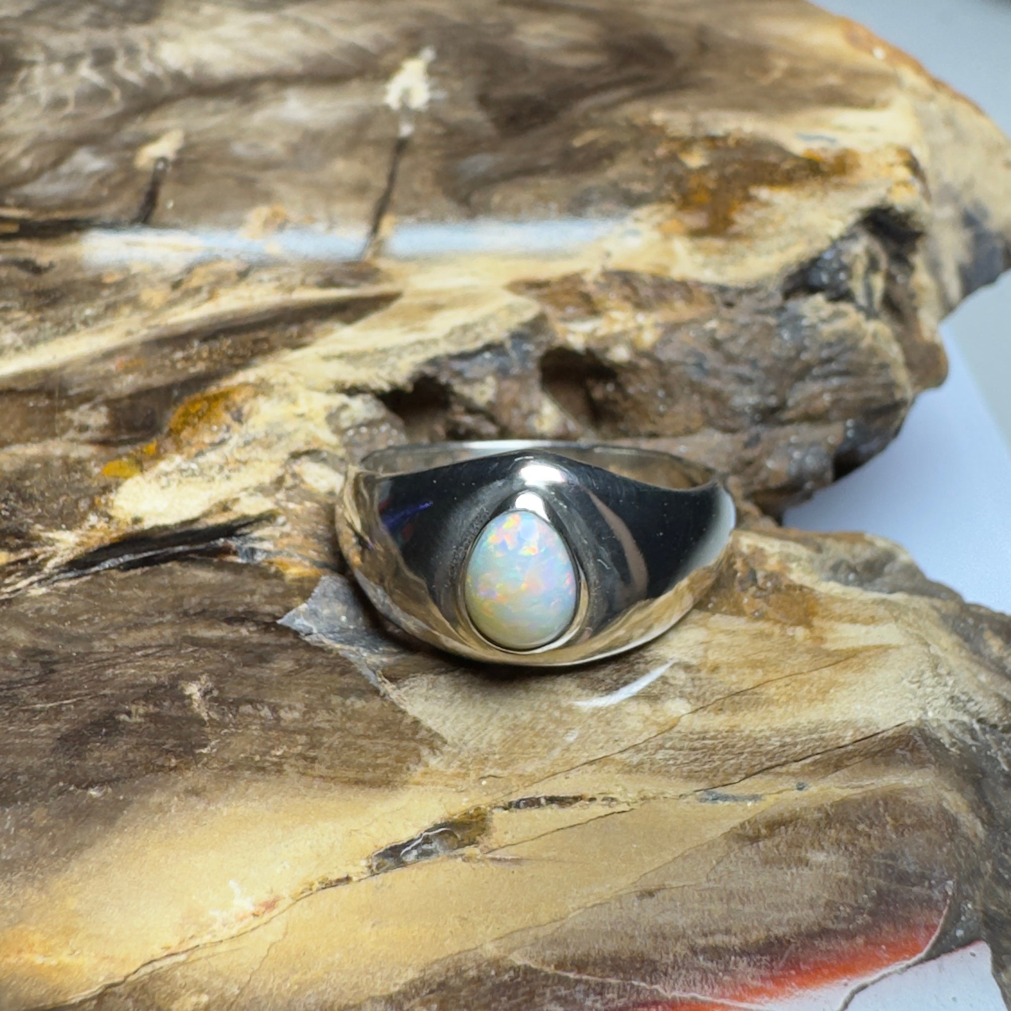 Clifton Breeze ~ 0.6ct Solid Lightning Ridge Opal 925 Silver Ring