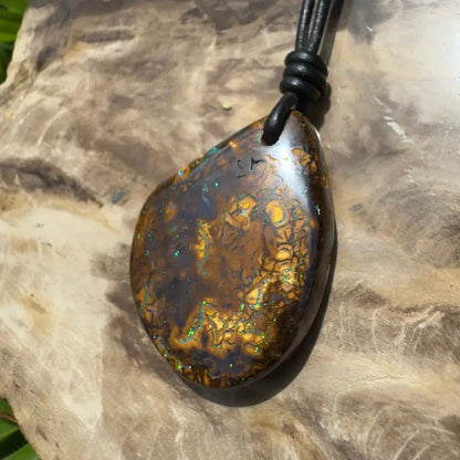 ‘Coastal Cruisin' ~ Handcrafted 60ct Solid Queensland Koroit Opal Pendant Necklace