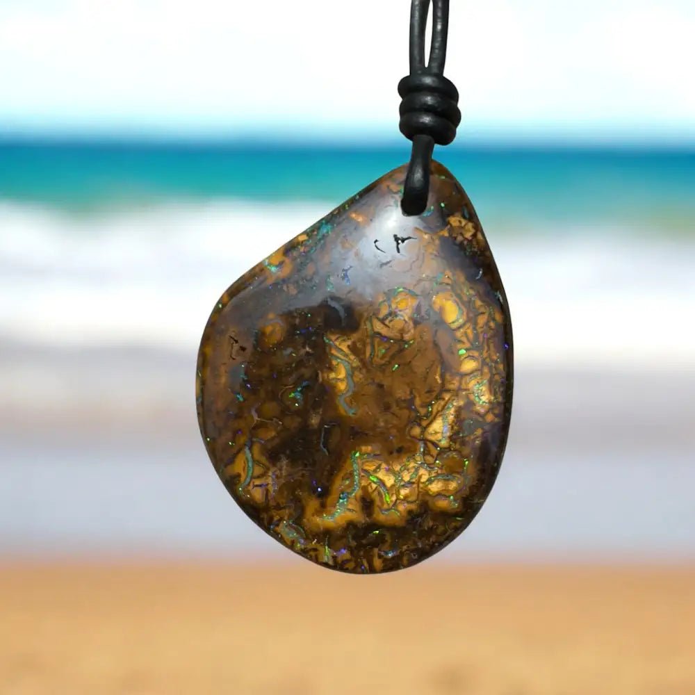 ‘Coastal Cruisin' ~ Handcrafted 60ct Solid Queensland Koroit Opal Pendant Necklace