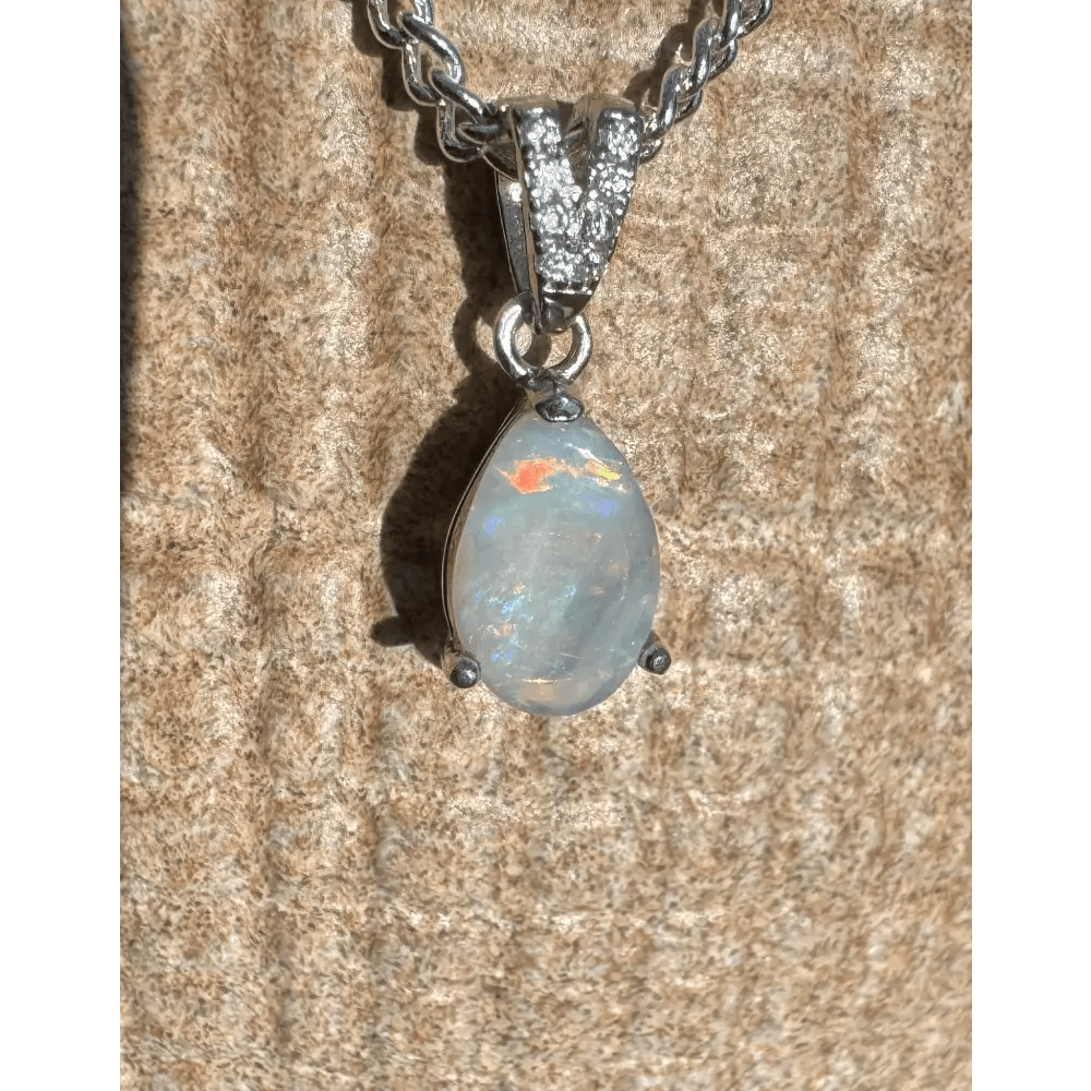 'Colour Fun' ~ Handcrafted 0.5ct Solid Lightning Ridge Opal 925 Sterling Silver Pendant Necklace