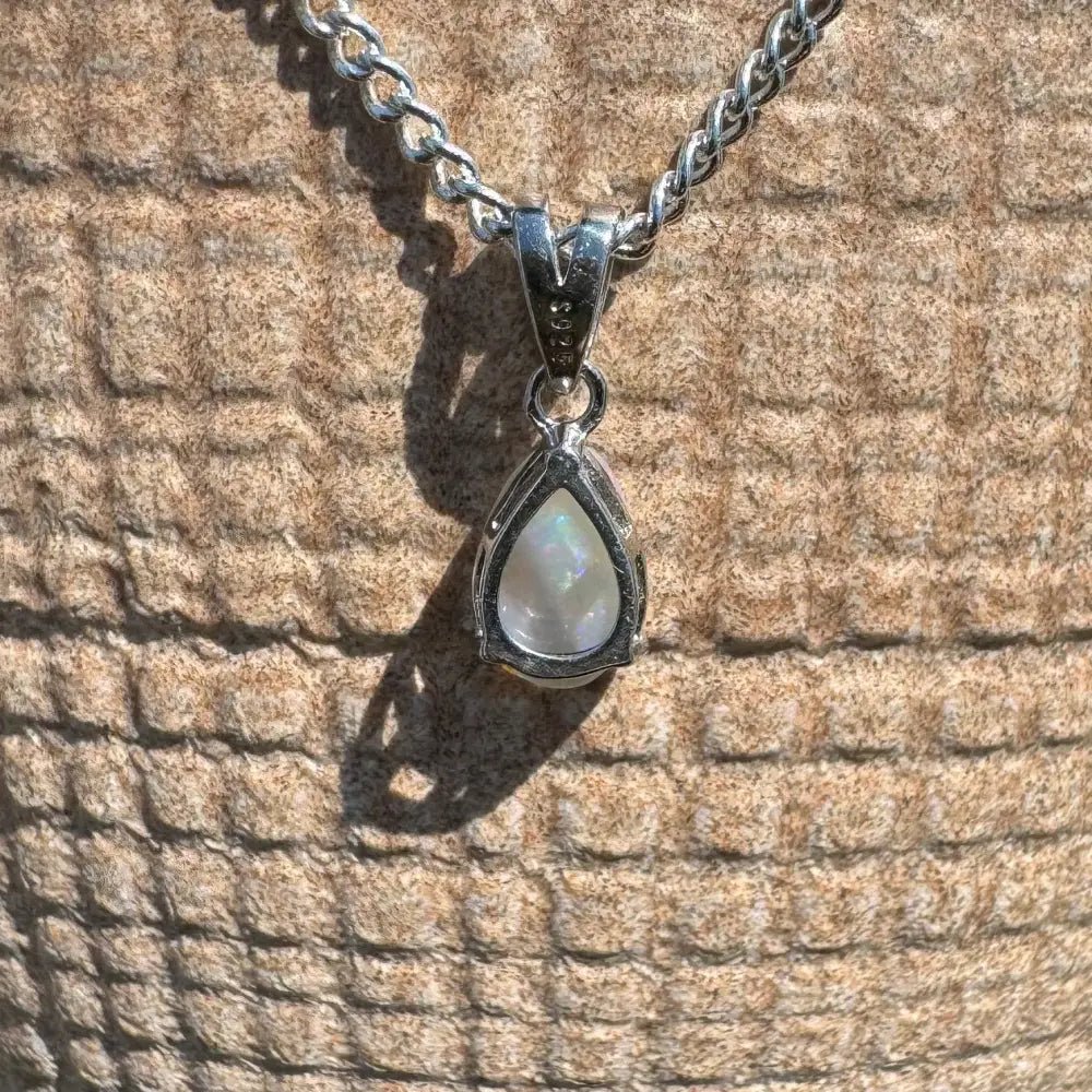 'Colour Fun' ~ Handcrafted 0.5ct Solid Lightning Ridge Opal 925 Sterling Silver Pendant Necklace