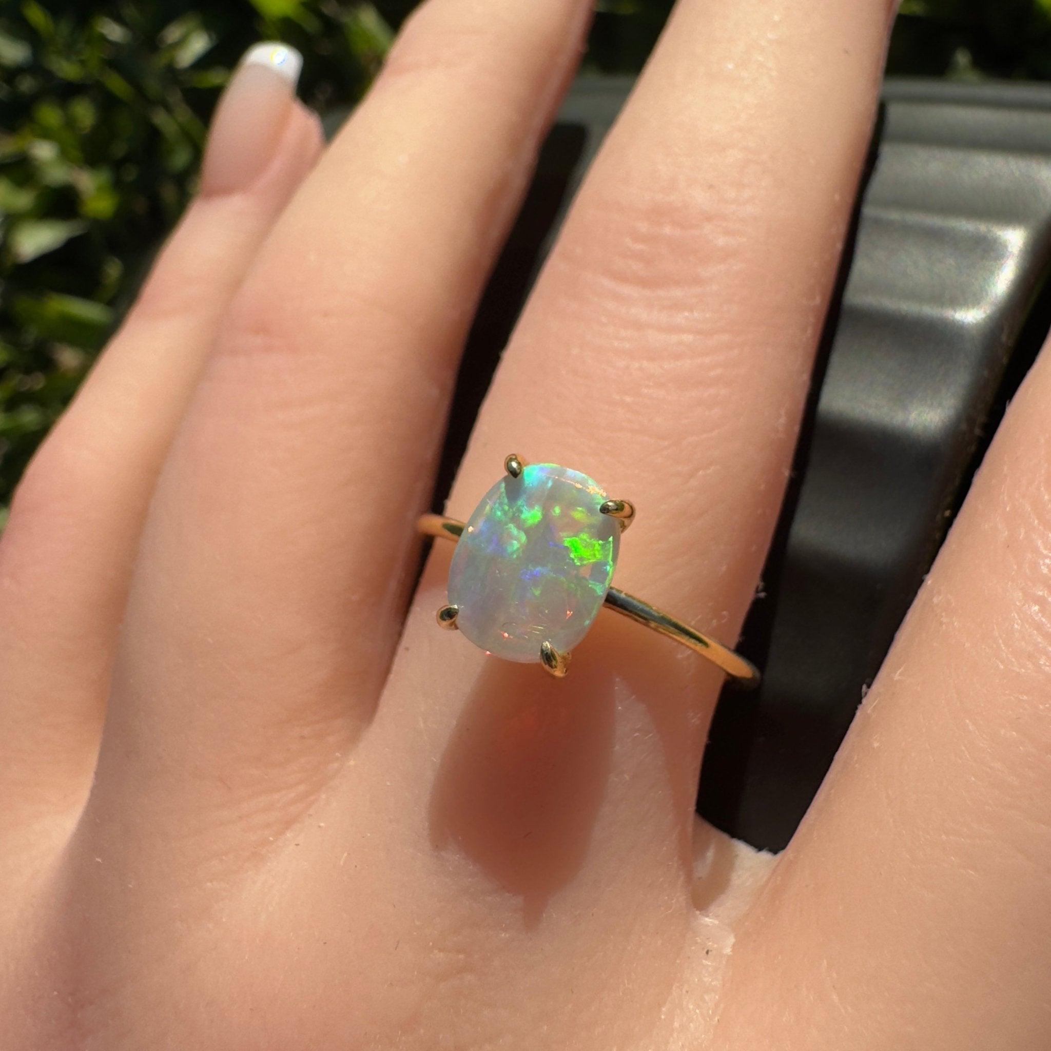 Colours of Australia ~ 1ct Solid Lightning Ridge Opal 9ct Yellow Gold Ring