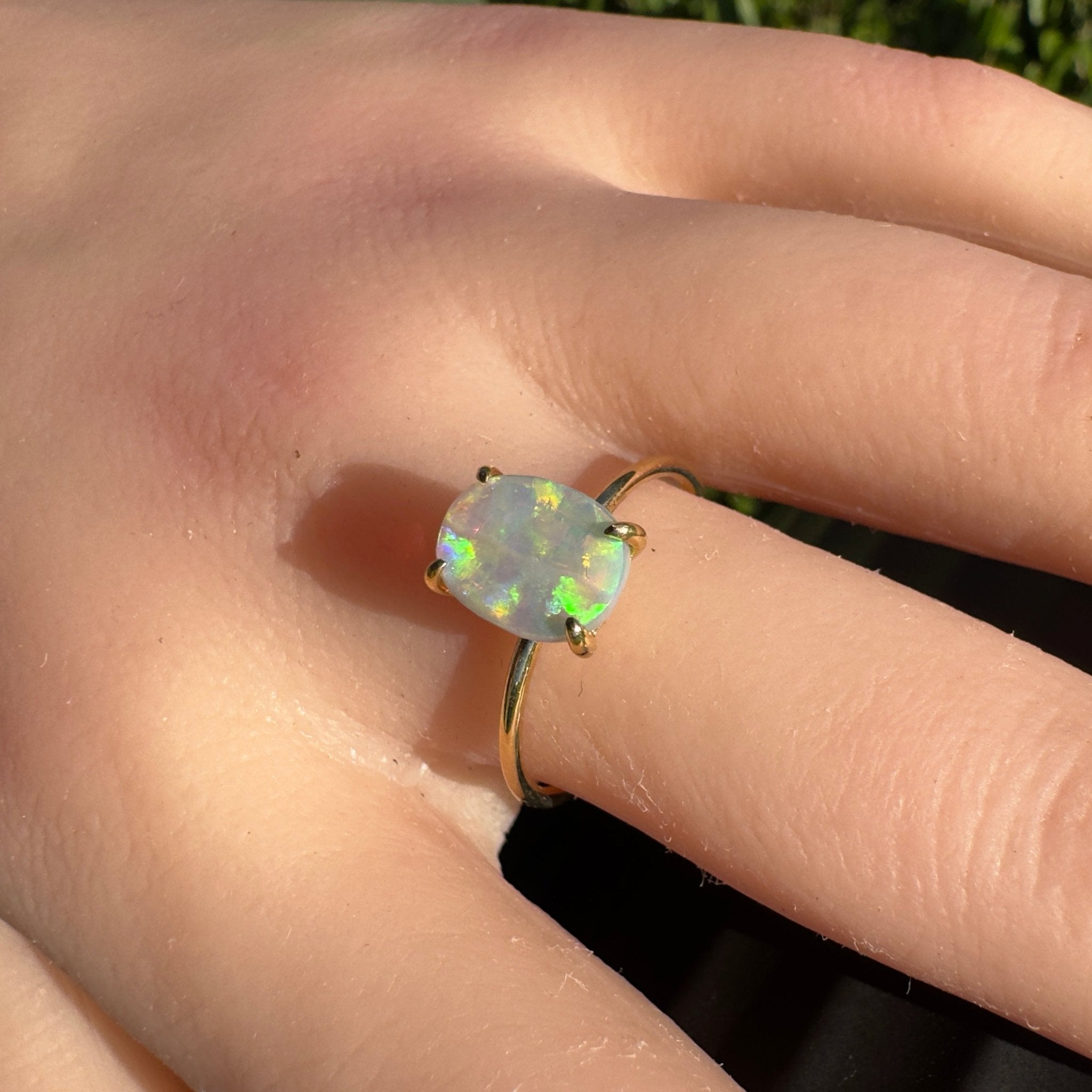 Colours of Australia ~ 1ct Solid Lightning Ridge Opal 9ct Yellow Gold Ring