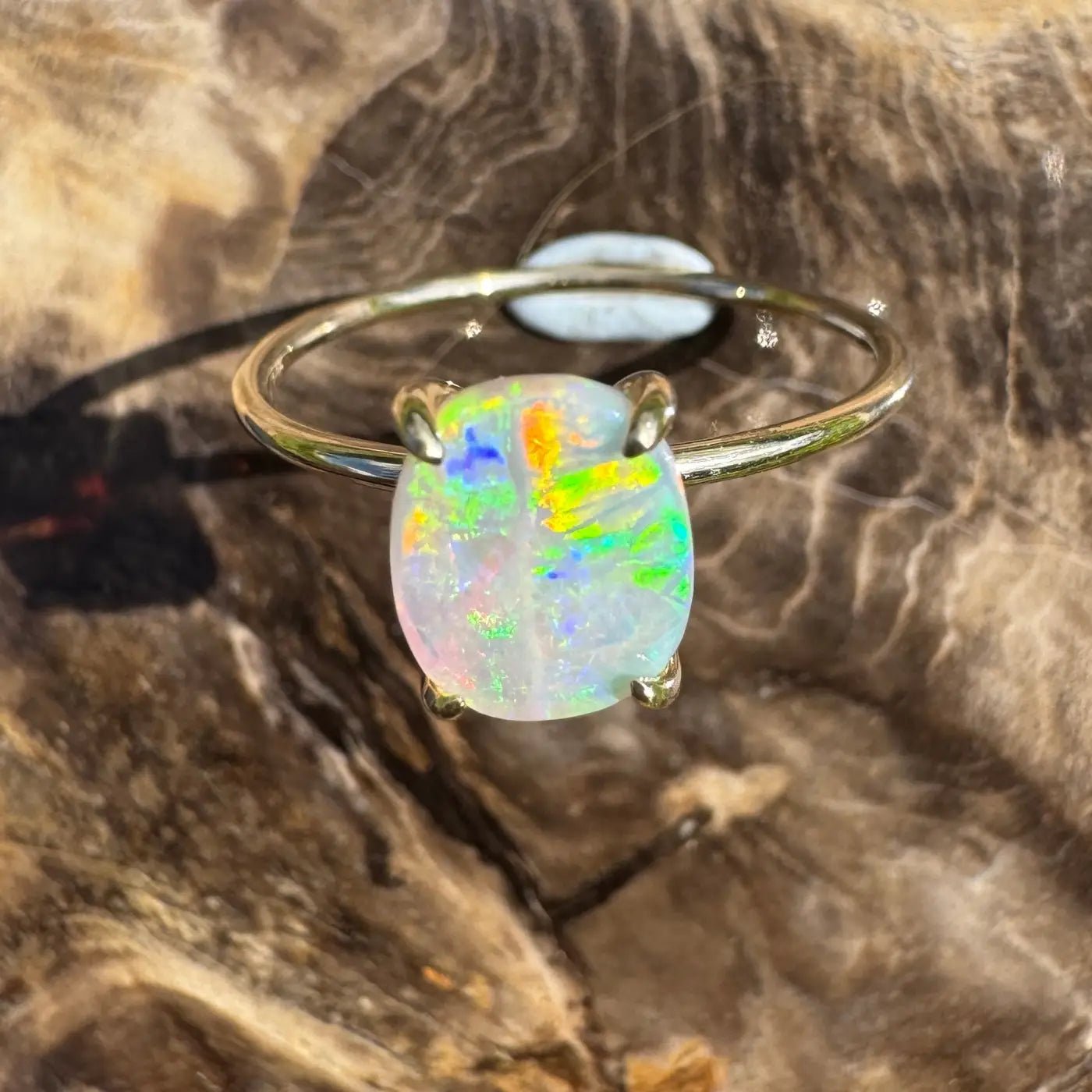 ‘Colours of Australia' ~ Handcrafted 1ct Solid Lightning Ridge Opal 9ct Yellow Gold Ring