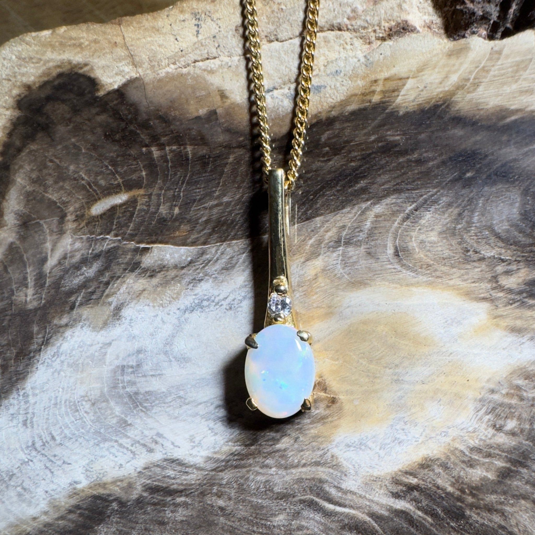 Coober Glow Heart ~ 0.8ct Coober Pedy Opal Gold Coated 925 Silver Pendant