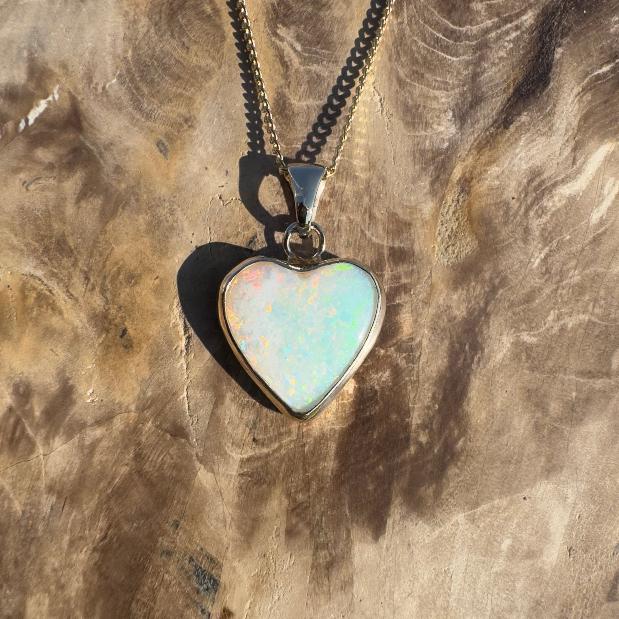 Coober Love ~ 3.5ct Solid Coober Pedy Opal 9ct Australian Gold Pendant
