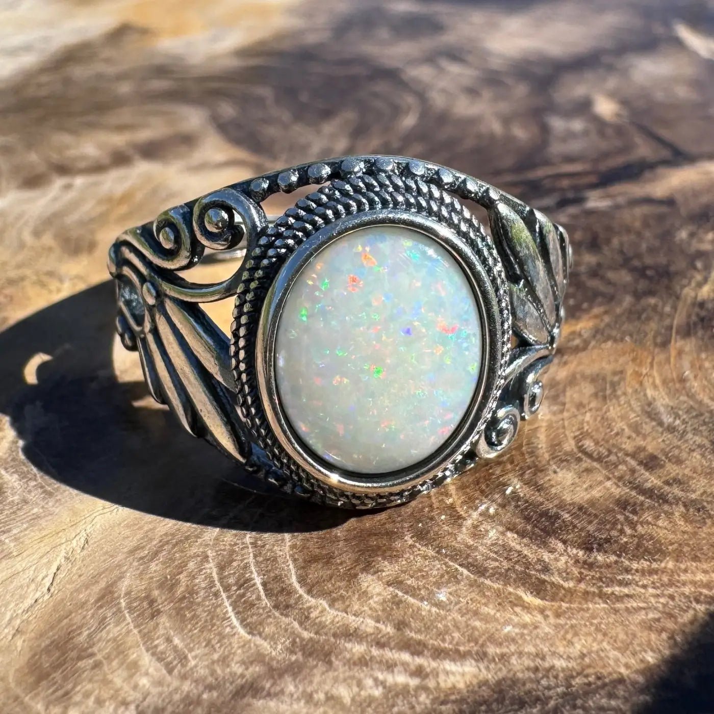 'Coober Pedy Dawn' ~ Handcrafted 1ct Solid Coober Pedy Opal 925 Sterling Silver Ring