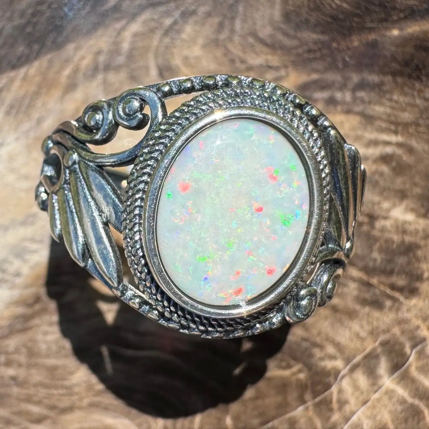 'Coober Pedy Dawn' ~ Handcrafted 1ct Solid Coober Pedy Opal 925 Sterling Silver Ring