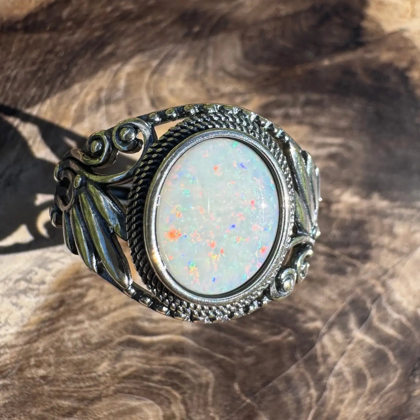 'Coober Pedy Dawn' ~ Handcrafted 1ct Solid Coober Pedy Opal 925 Sterling Silver Ring