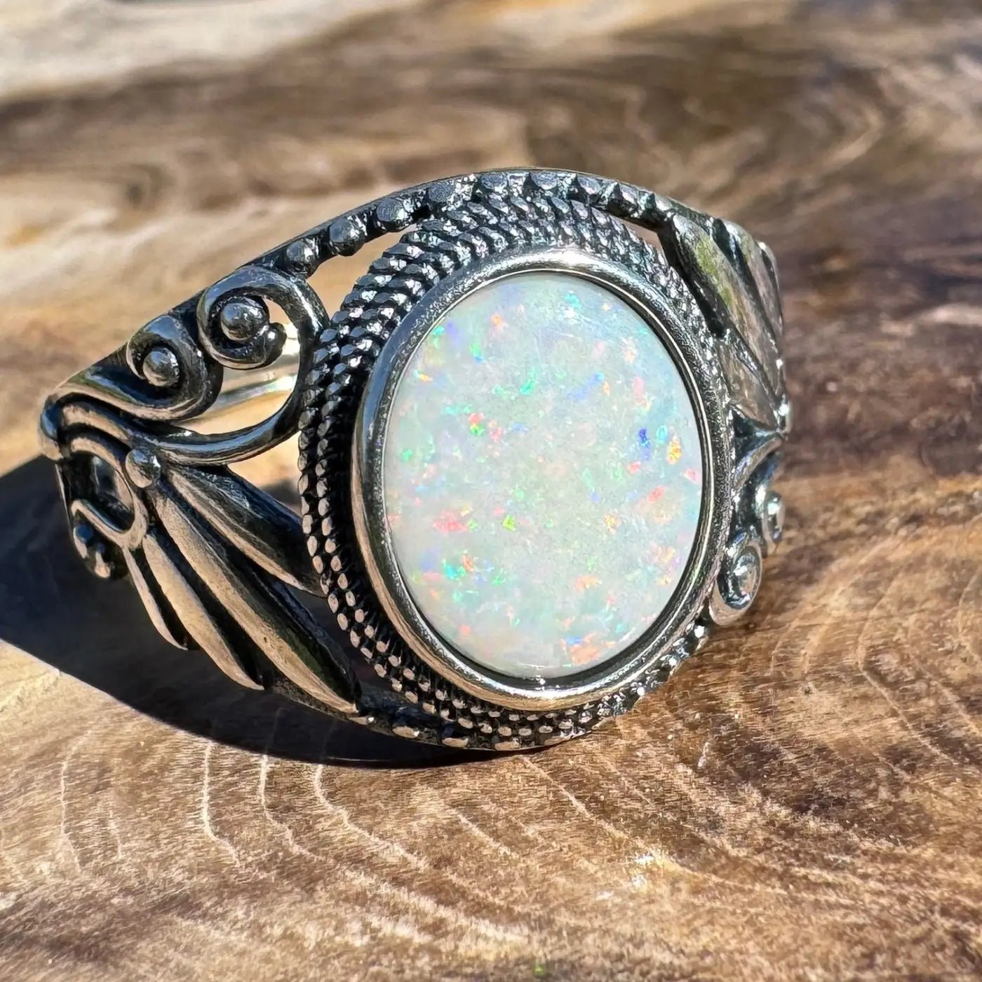 'Coober Pedy Dawn' ~ Handcrafted 1ct Solid Coober Pedy Opal 925 Sterling Silver Ring