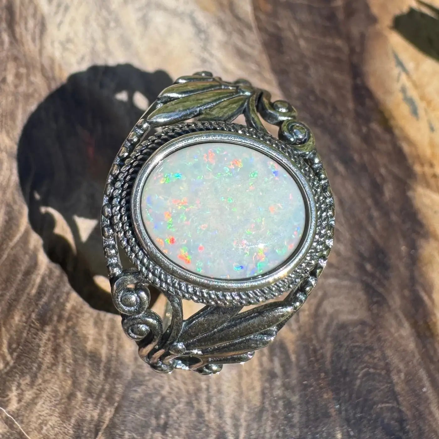 'Coober Pedy Dawn' ~ Handcrafted 1ct Solid Coober Pedy Opal 925 Sterling Silver Ring