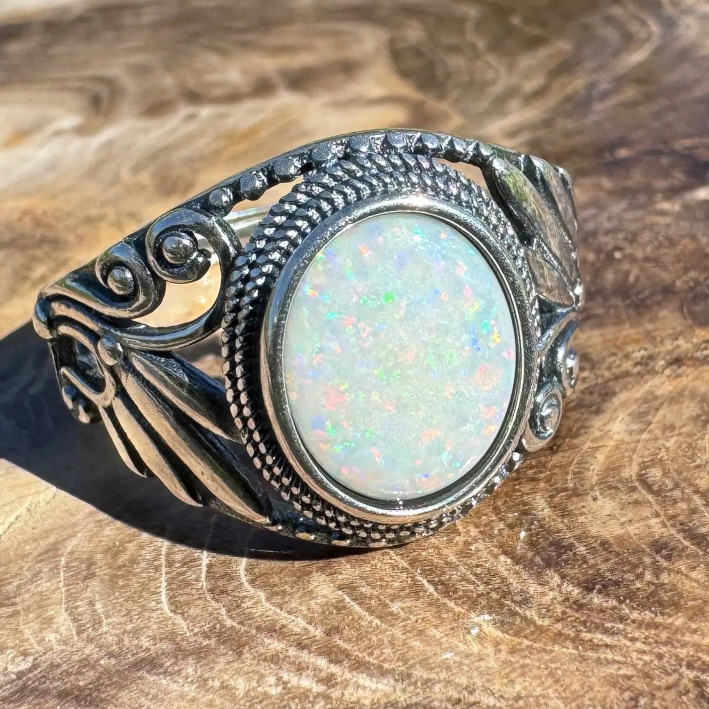 'Coober Pedy Dawn' ~ Handcrafted 1ct Solid Coober Pedy Opal 925 Sterling Silver Ring