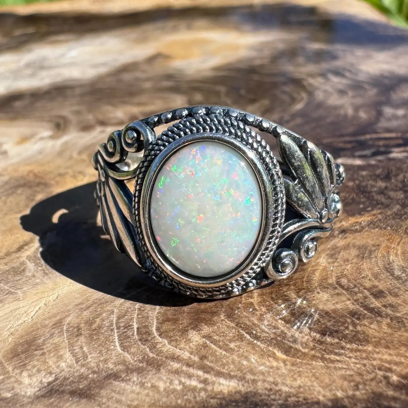 'Coober Pedy Dawn' ~ Handcrafted 1ct Solid Coober Pedy Opal 925 Sterling Silver Ring
