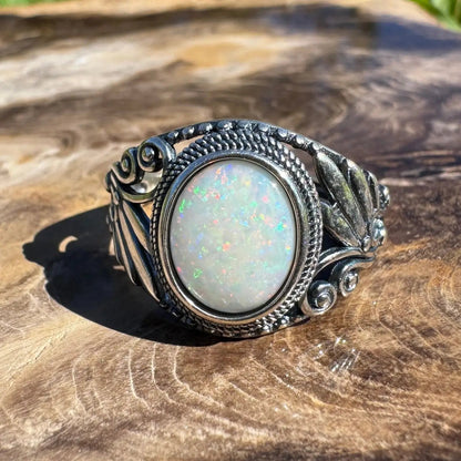 'Coober Pedy Dawn' ~ Handcrafted 1ct Solid Coober Pedy Opal 925 Sterling Silver Ring