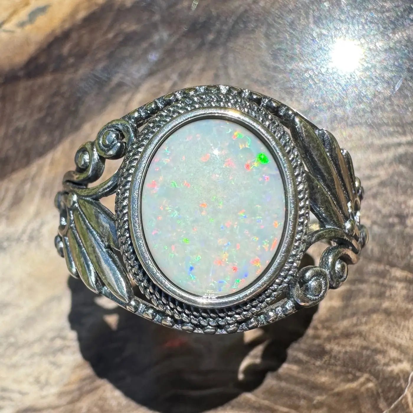 'Coober Pedy Dawn' ~ Handcrafted 1ct Solid Coober Pedy Opal 925 Sterling Silver Ring