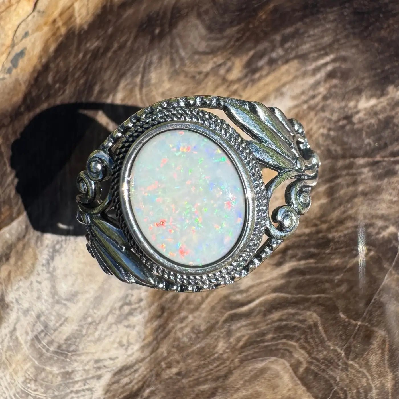 'Coober Pedy Dawn' ~ Handcrafted 1ct Solid Coober Pedy Opal 925 Sterling Silver Ring
