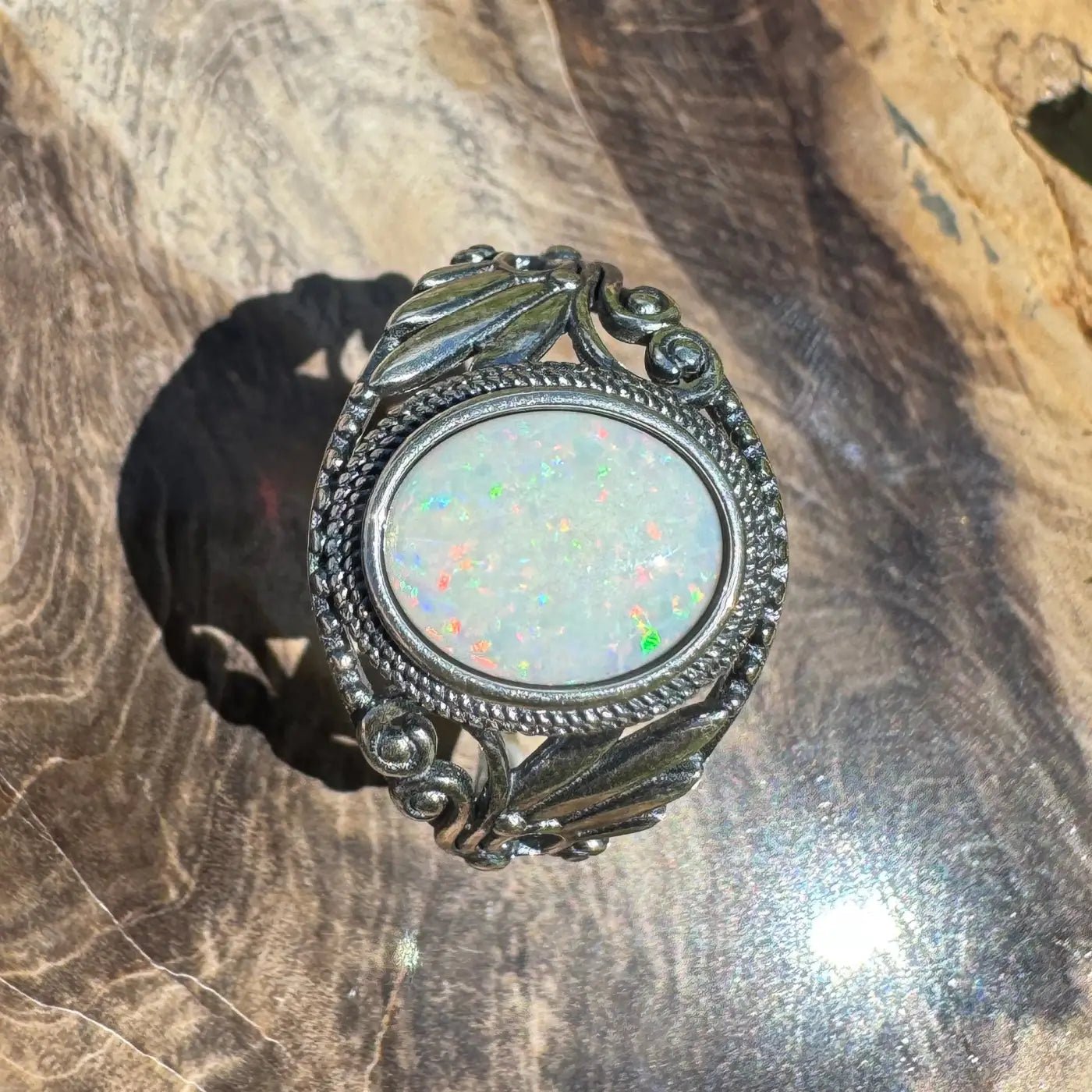 'Coober Pedy Dawn' ~ Handcrafted 1ct Solid Coober Pedy Opal 925 Sterling Silver Ring