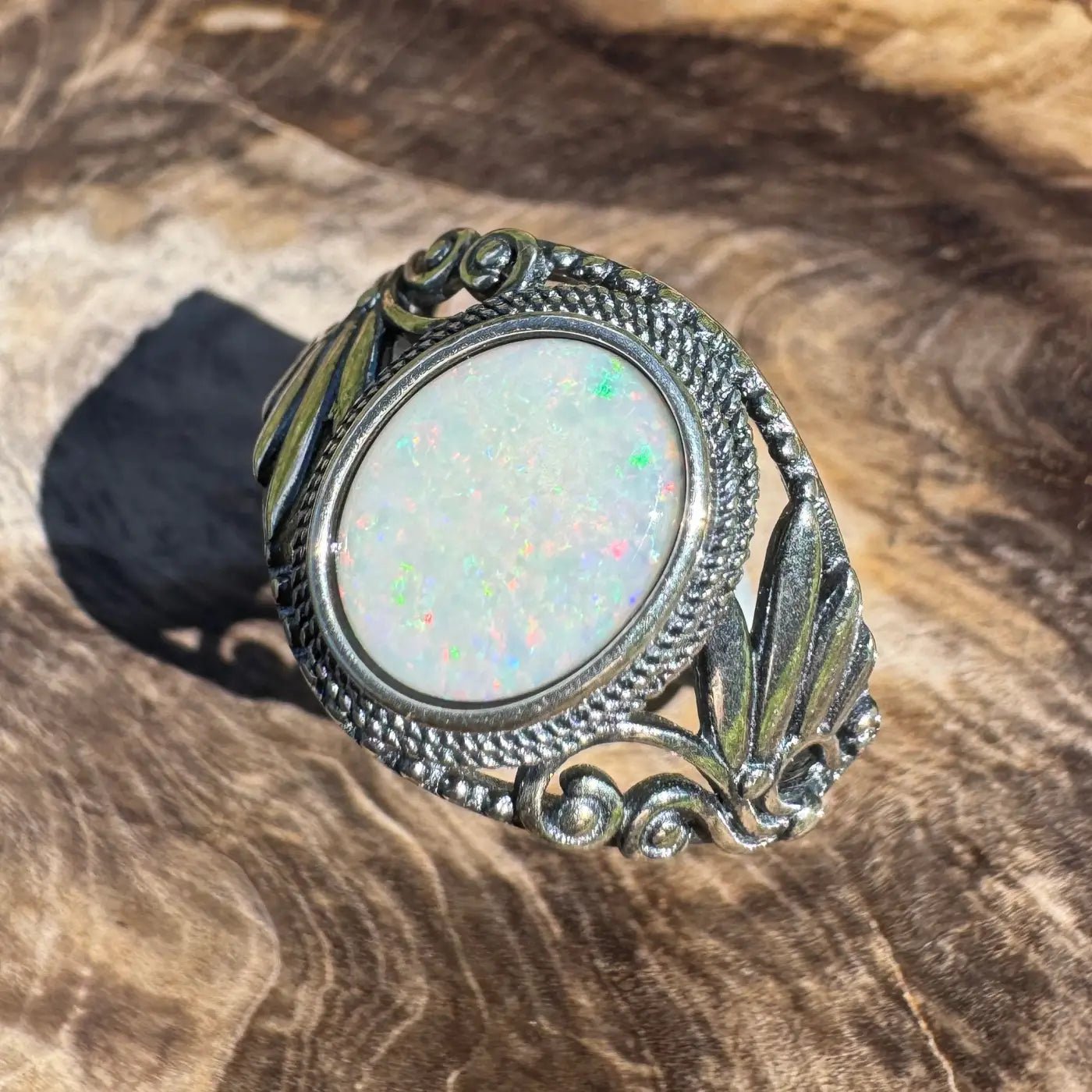 'Coober Pedy Dawn' ~ Handcrafted 1ct Solid Coober Pedy Opal 925 Sterling Silver Ring
