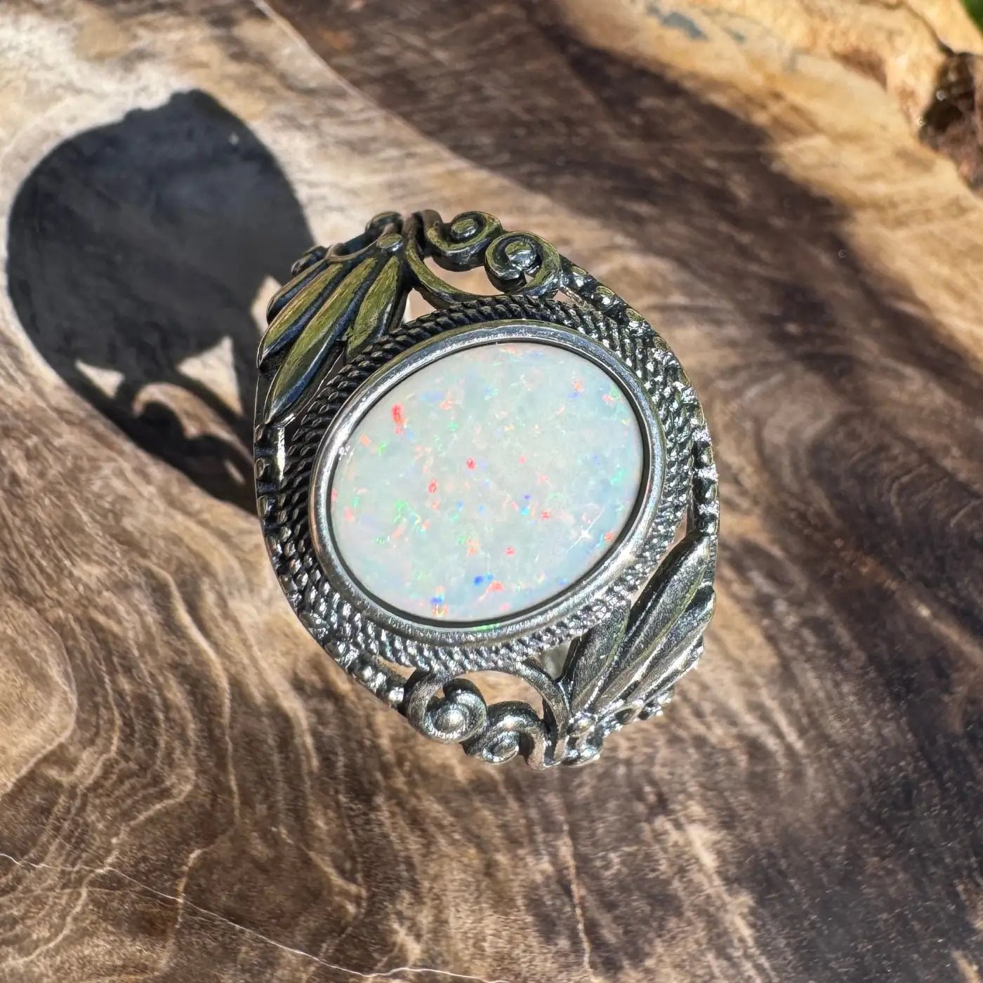 'Coober Pedy Dawn' ~ Handcrafted 1ct Solid Coober Pedy Opal 925 Sterling Silver Ring