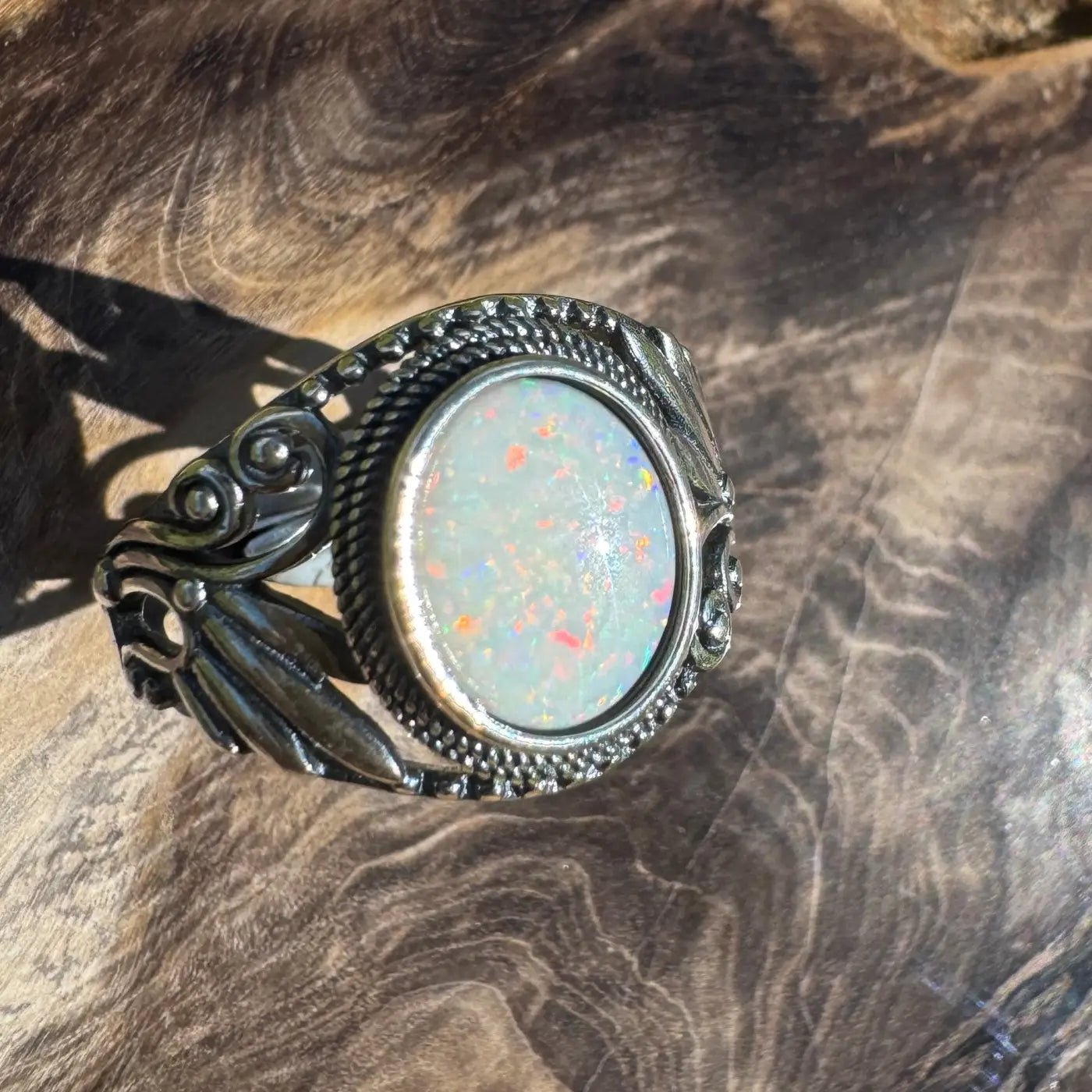 'Coober Pedy Dawn' ~ Handcrafted 1ct Solid Coober Pedy Opal 925 Sterling Silver Ring
