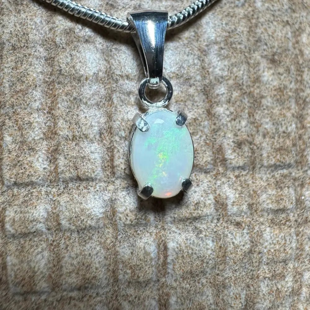 'Coober Pedy Jewel' ~ Handcrafted 0.7ct Solid Coober Pedy Opal 925 Sterling Silver Pendant Necklace