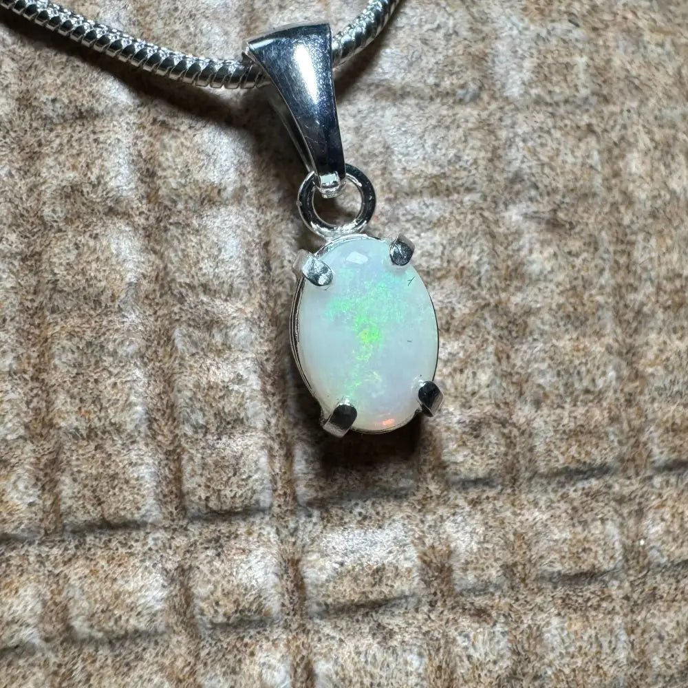 'Coober Pedy Jewel' ~ Handcrafted 0.7ct Solid Coober Pedy Opal 925 Sterling Silver Pendant Necklace