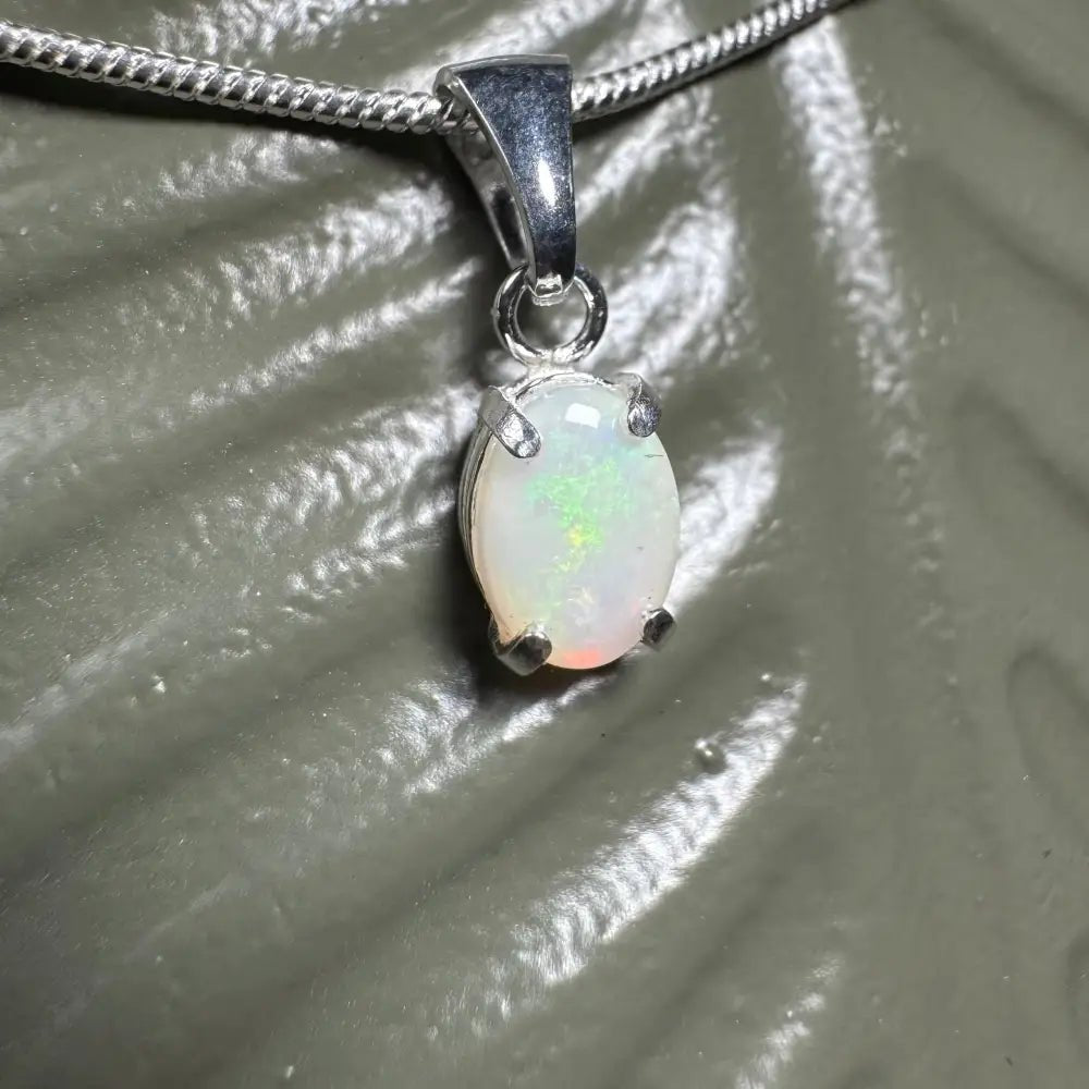 'Coober Pedy Jewel' ~ Handcrafted 0.7ct Solid Coober Pedy Opal 925 Sterling Silver Pendant Necklace