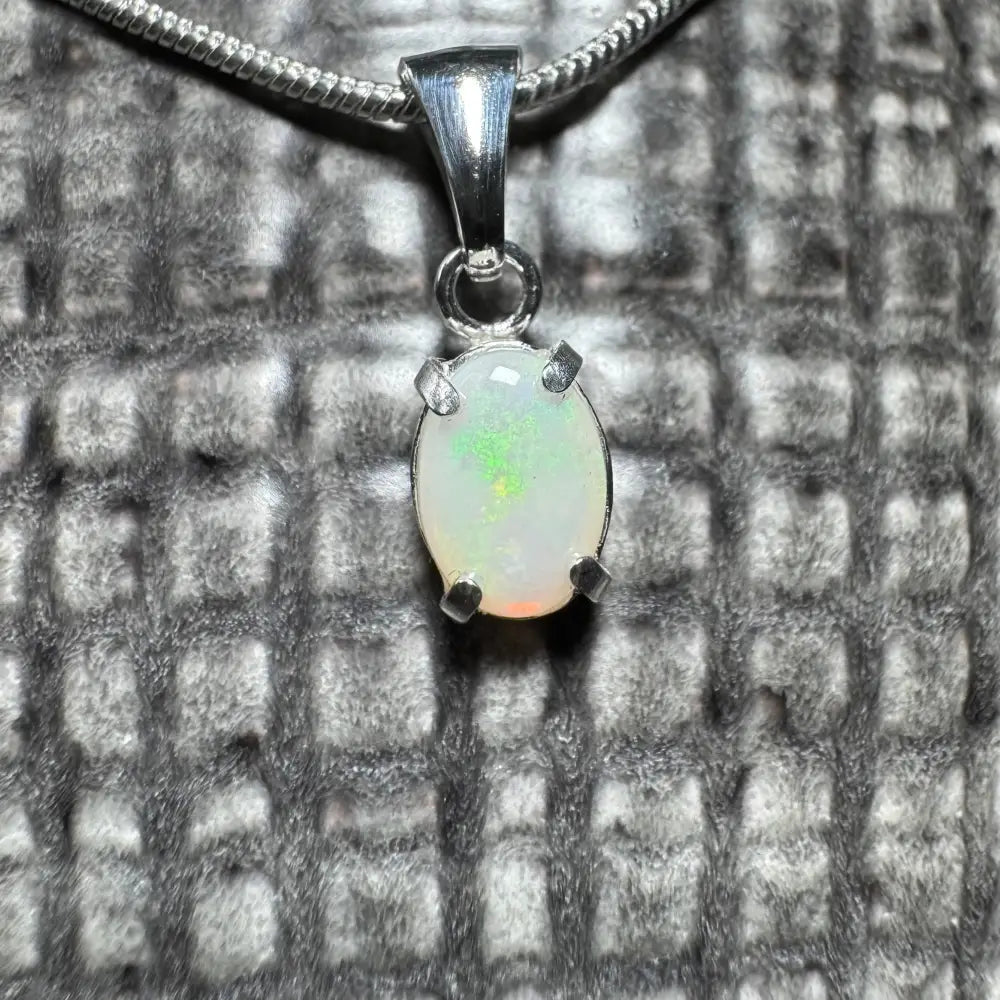 'Coober Pedy Jewel' ~ Handcrafted 0.7ct Solid Coober Pedy Opal 925 Sterling Silver Pendant Necklace