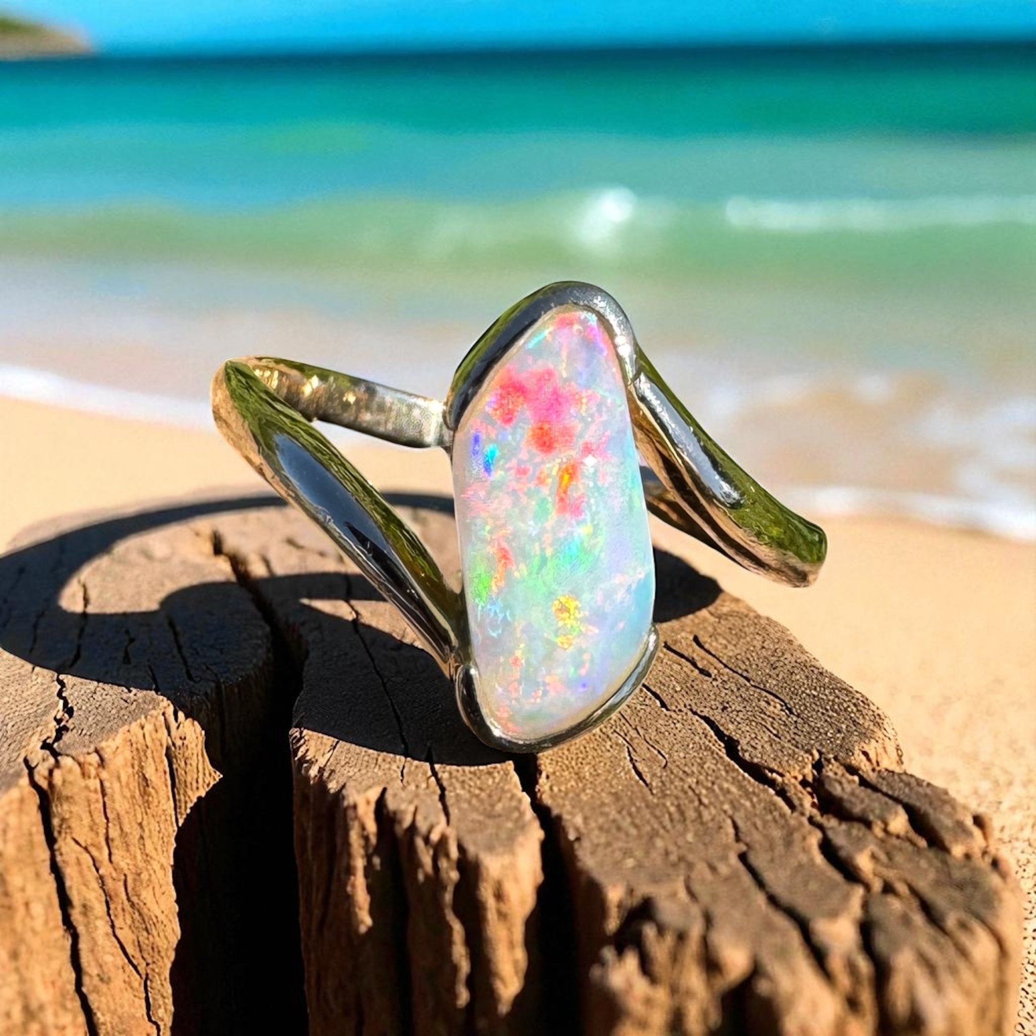 Coober Pedy Luminary ~ 1.1ct Solid Coober Pedy Opal 14ct Solid Australian Yellow Gold Ring