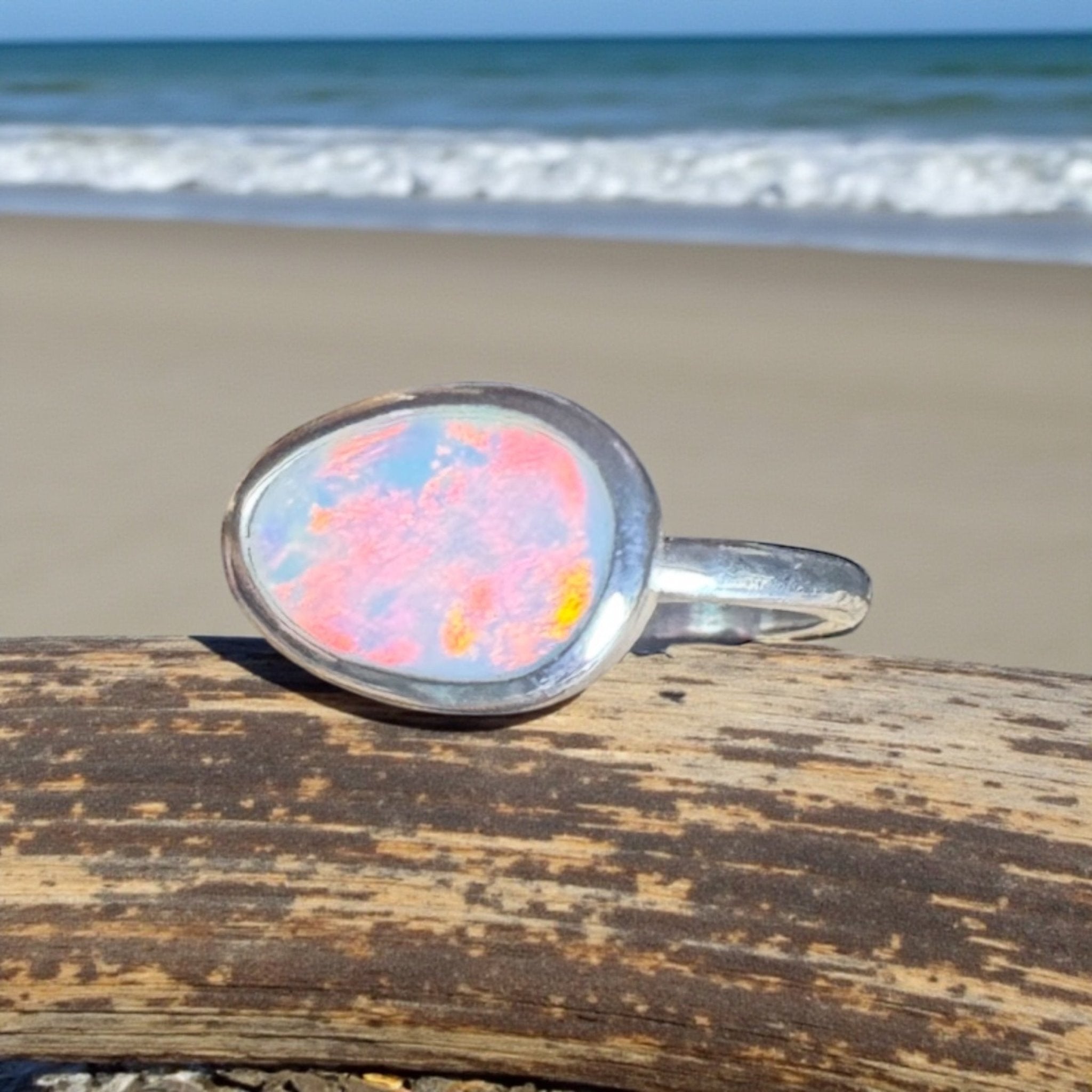 Coober Reds ~ 0.9ct Solid Coober Pedy Opal 925 Silver Ring